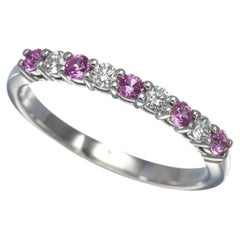 TIFFANY & Co. Forever Platinum Diamond Pink Sapphire Embrace 2.2mm Band Ring 5.5