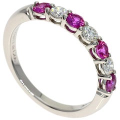 TIFFANY & Co. Forever Platinum Diamond Pink Sapphire Embrace 3mm Band Ring 6