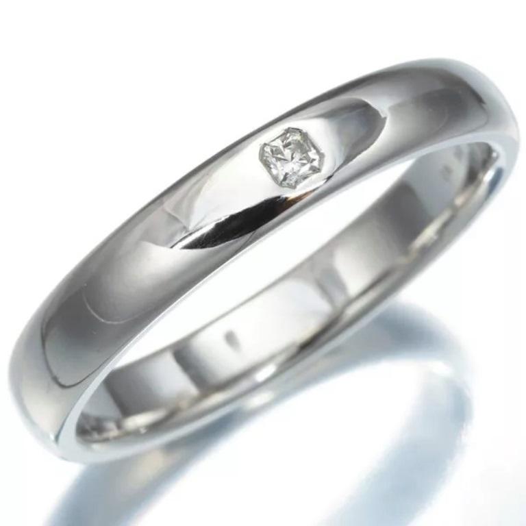 Square Cut TIFFANY & Co. Forever Platinum Lucida Diamond 4mm Wedding Band Ring 10.5 For Sale