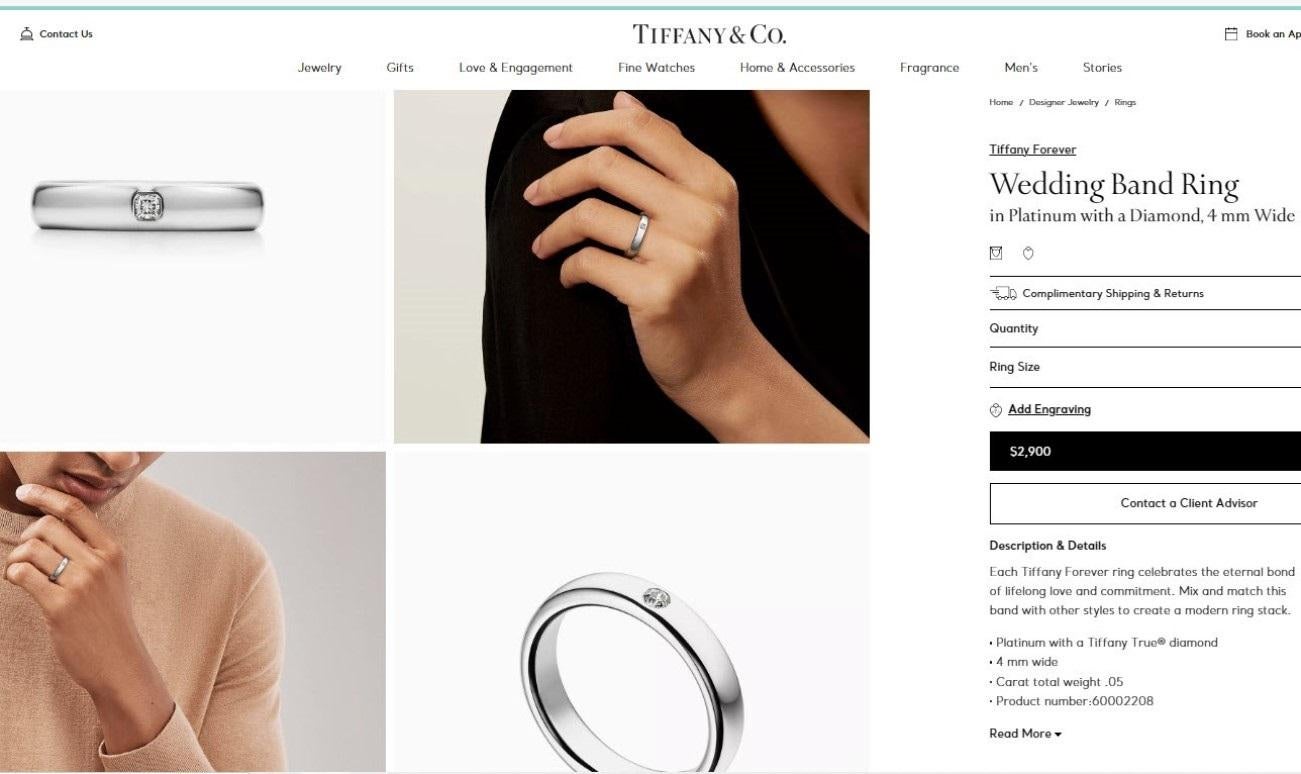 TIFFANY & Co. Forever Platinum Lucida Diamond 4mm Wedding Band Ring 10.5 For Sale 2