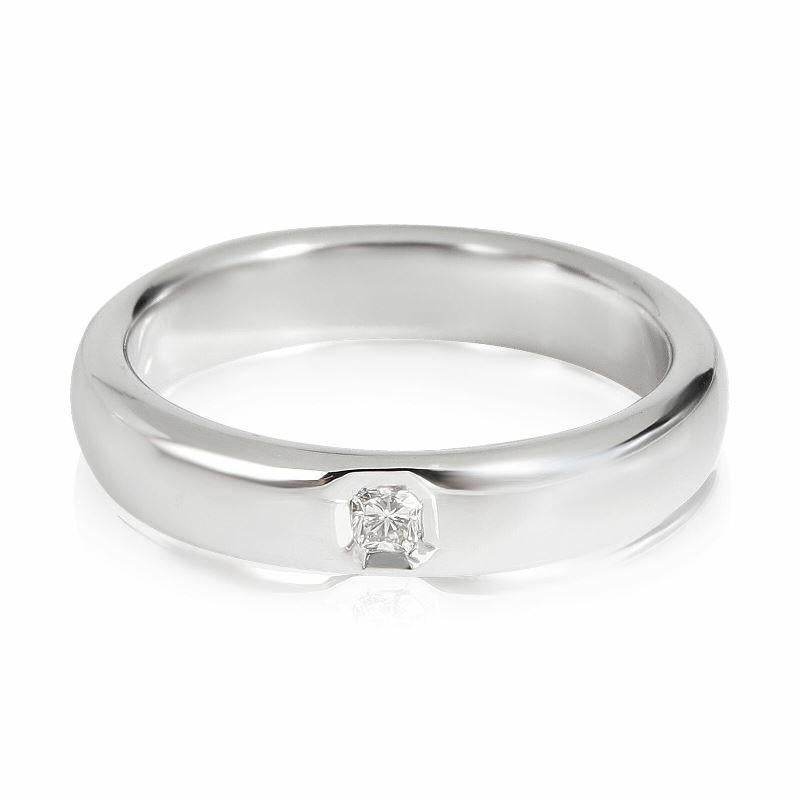Taille carrée TIFFANY & Co. Forever Platinum Lucida Diamond 4mm Wedding Band Ring 5.5 en vente