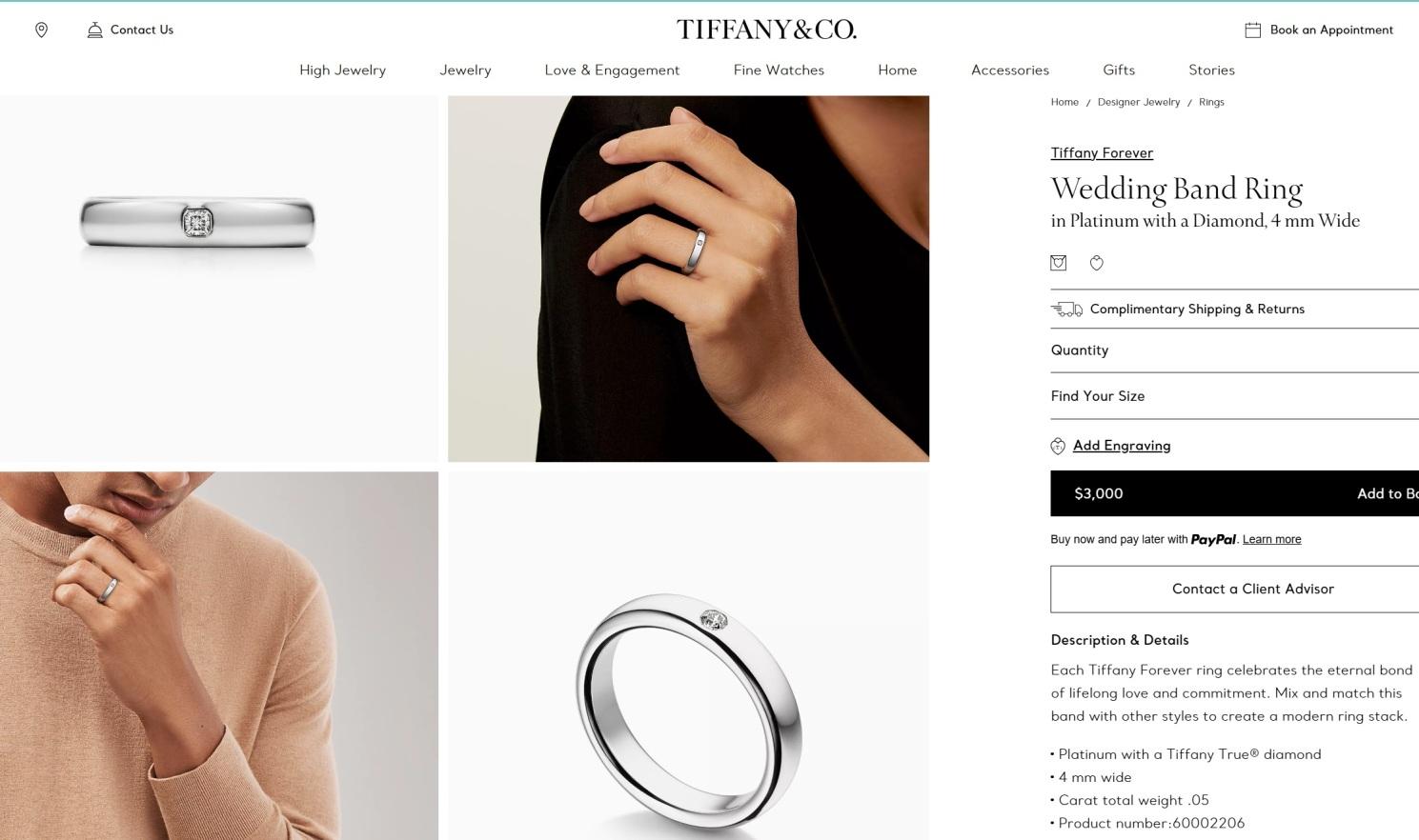 TIFFANY & Co. Alliance Forever platine Lucida diamant 4 mm 8 en vente 2