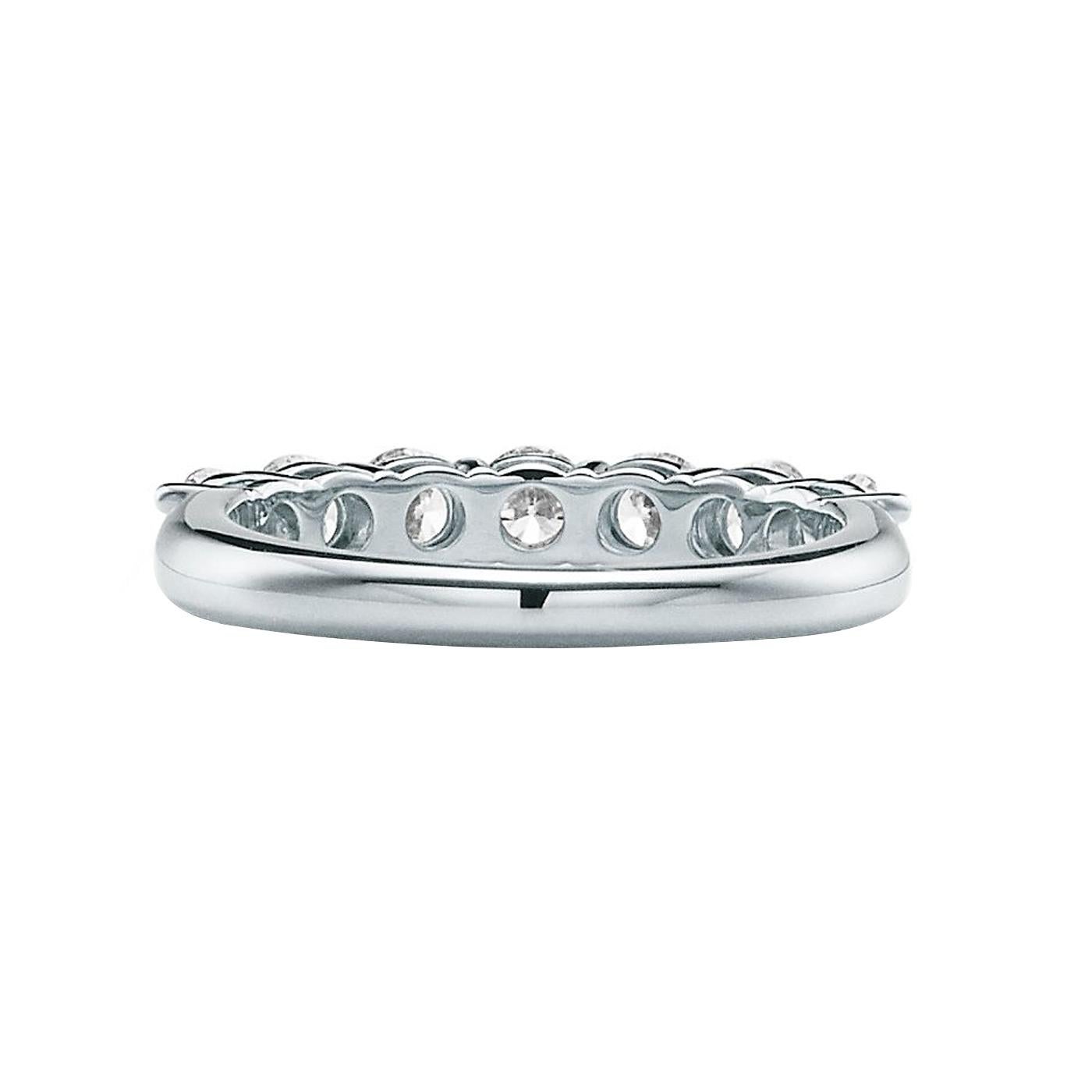 Modernist Tiffany & Co. Forever Ring Platinum Band with Half-Circle Radiant Round Diamonds For Sale