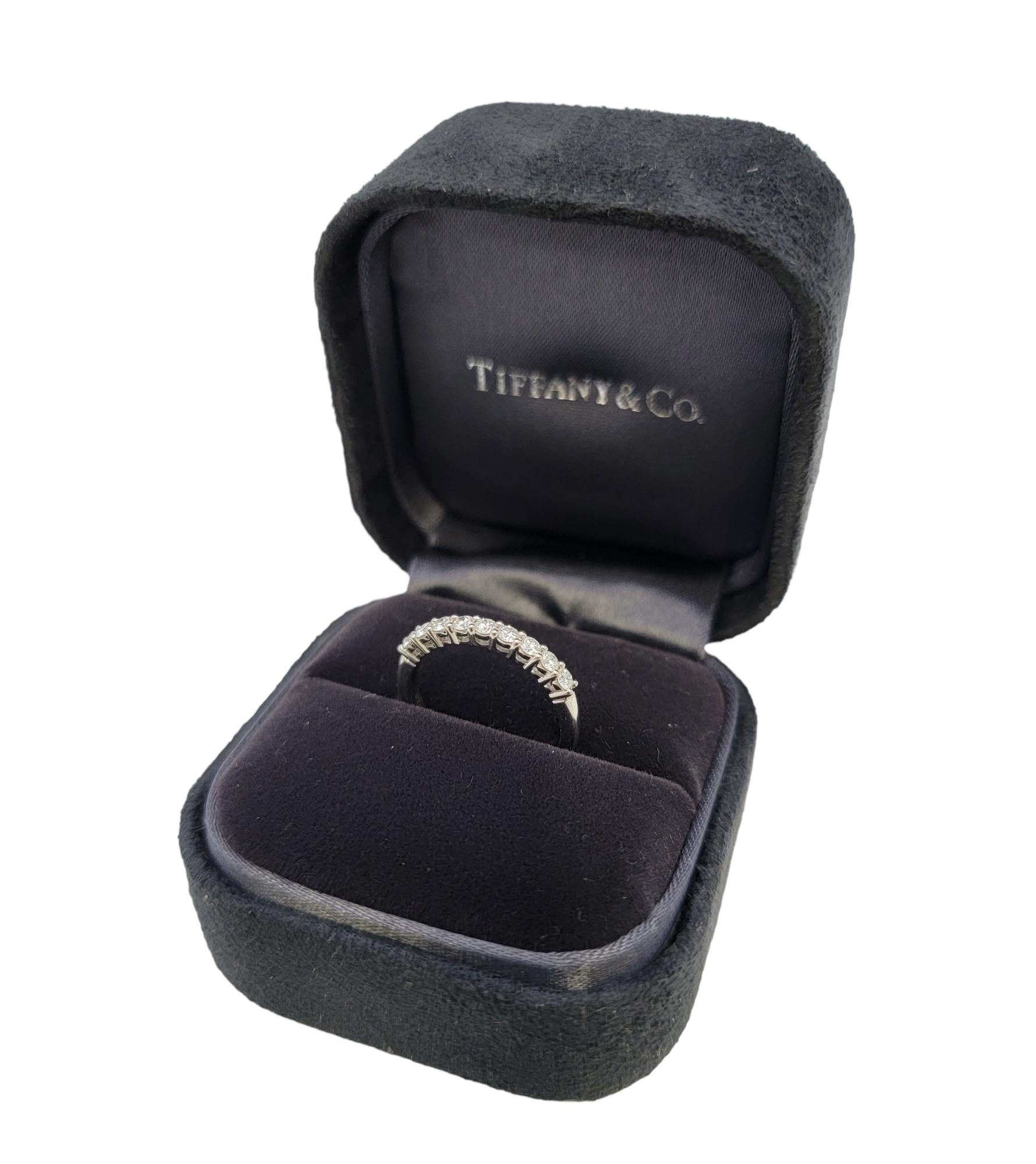 Tiffany & Co. Forever Semi Eternity Diamond Wedding Band Ring Platinum 4.5 For Sale 7