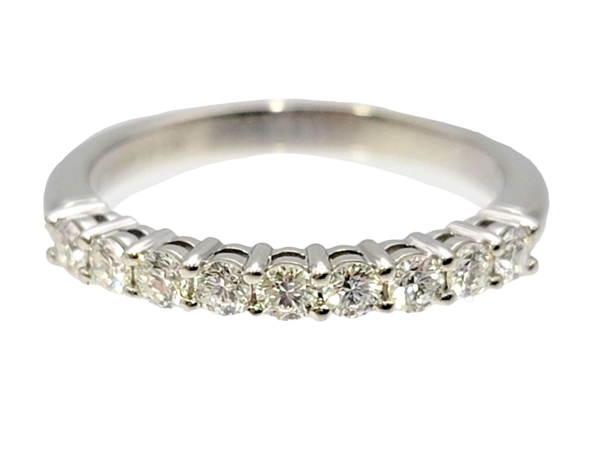 Contemporary Tiffany & Co. Forever Semi Eternity Diamond Wedding Band Ring Platinum 4.5 For Sale