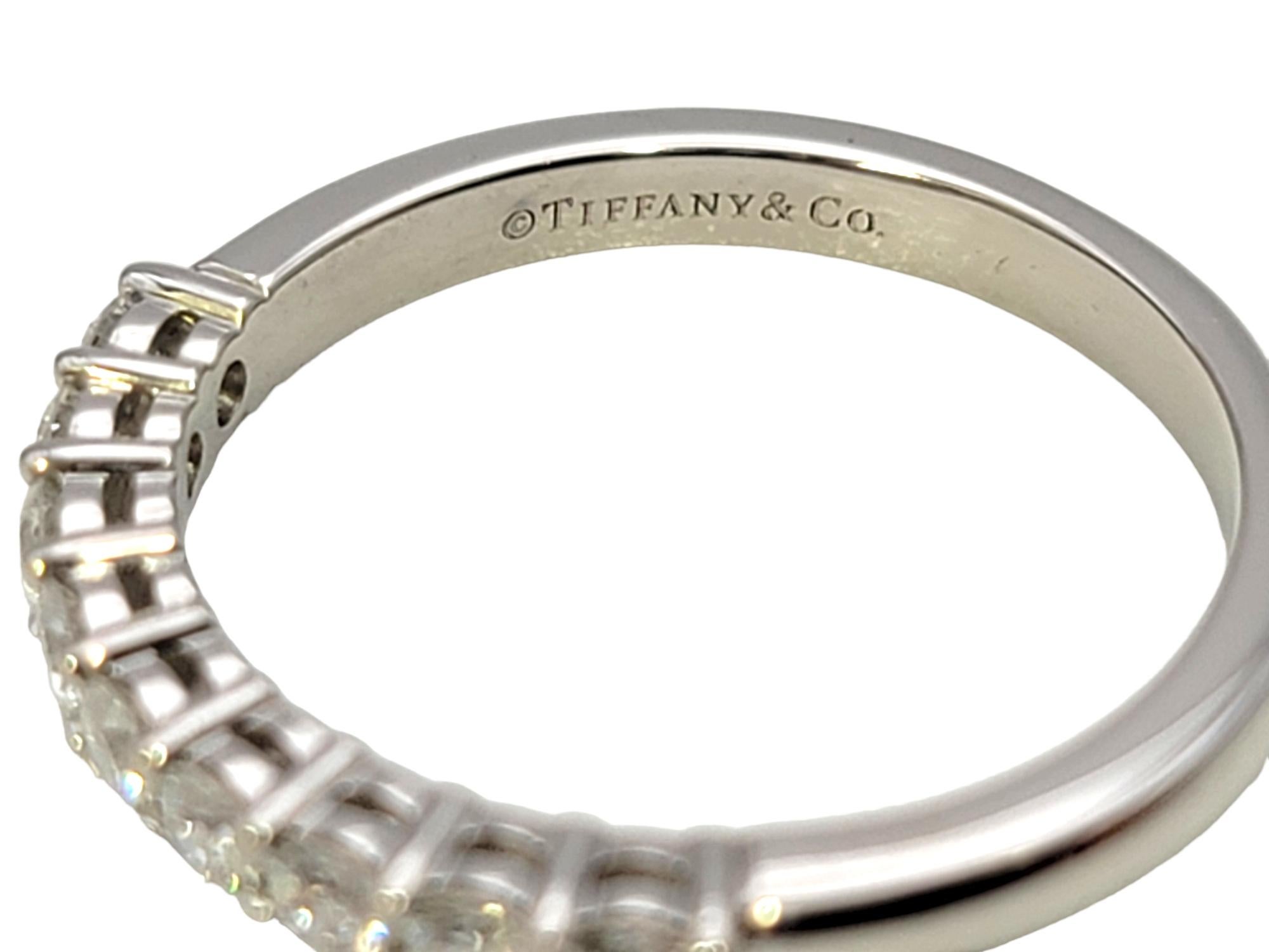 Tiffany & Co. Forever Semi Eternity Diamond Wedding Band Ring Platinum 4.5 In Excellent Condition For Sale In Scottsdale, AZ