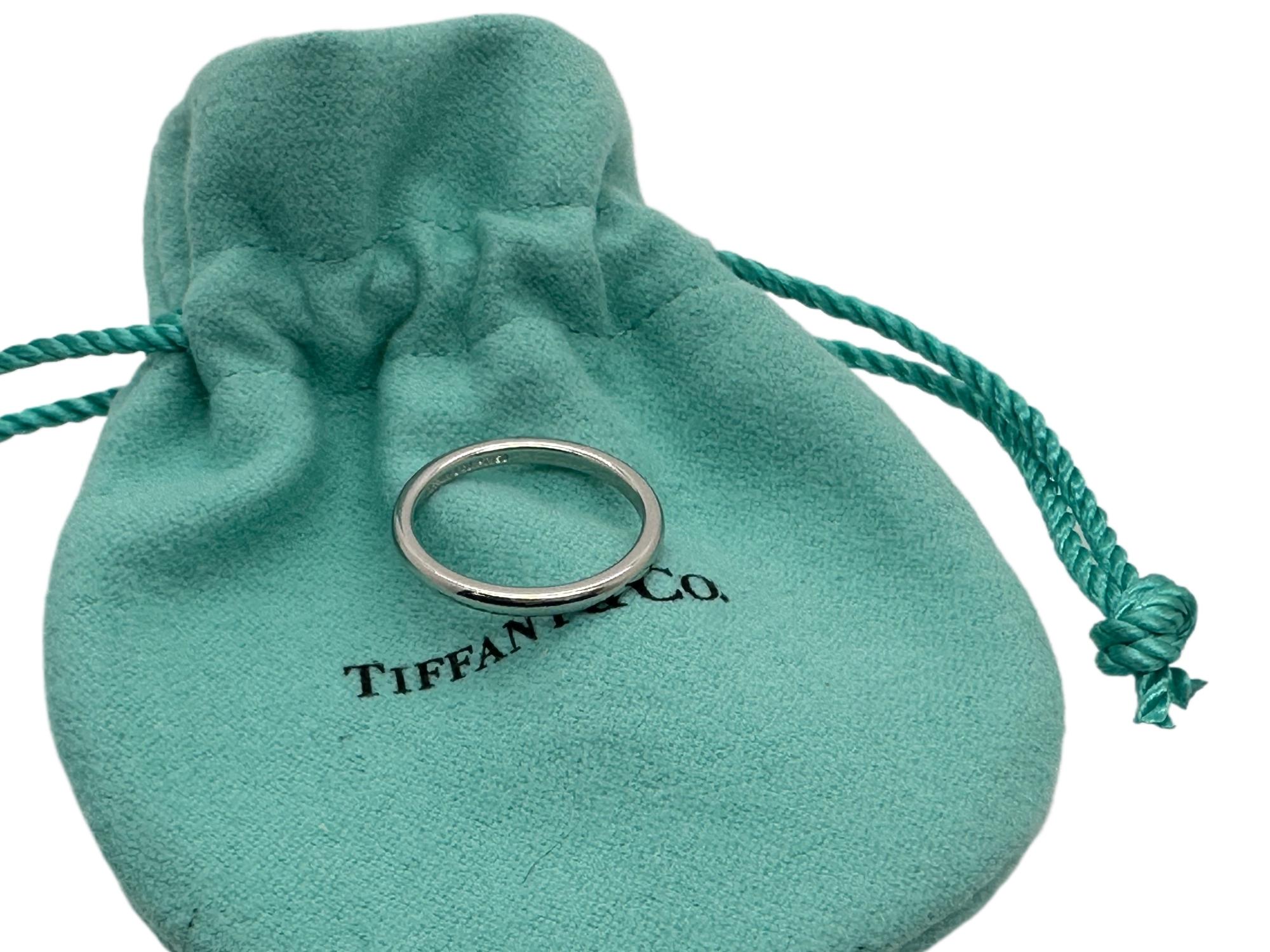 Tiffany & Co. Forever Wedding Band Ring 2 mm Platinum In Good Condition For Sale In San Diego, CA