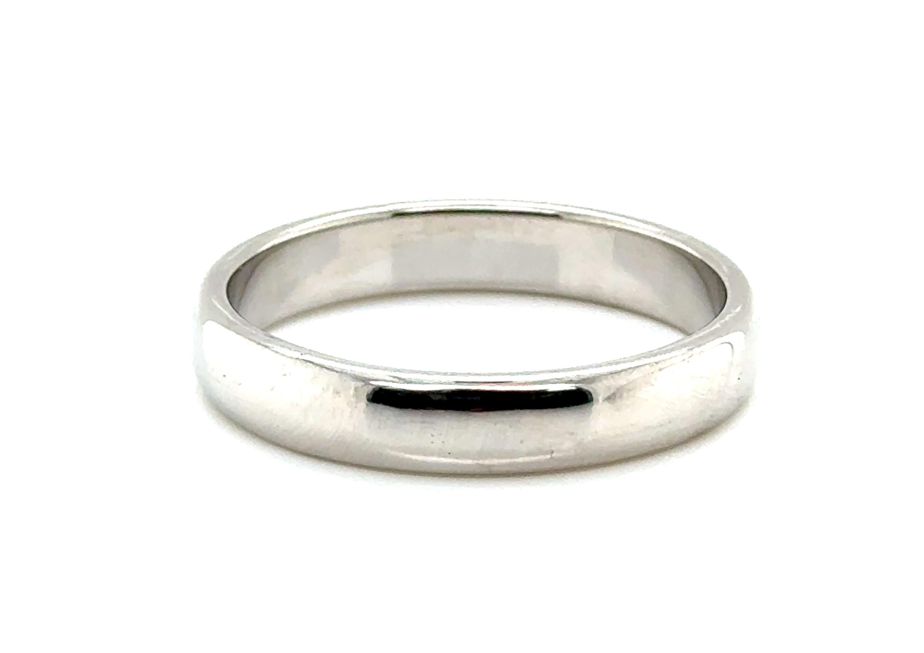 Tiffany & Co Forever Wedding Band Ring Mens 4.5mm Platinum MSRP 2, 500 In Excellent Condition For Sale In Dearborn, MI