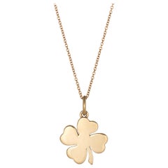 Retro Tiffany & Co. Four-Leaf Clover Charm Necklace 18 Karat Gold Estate Jewelry