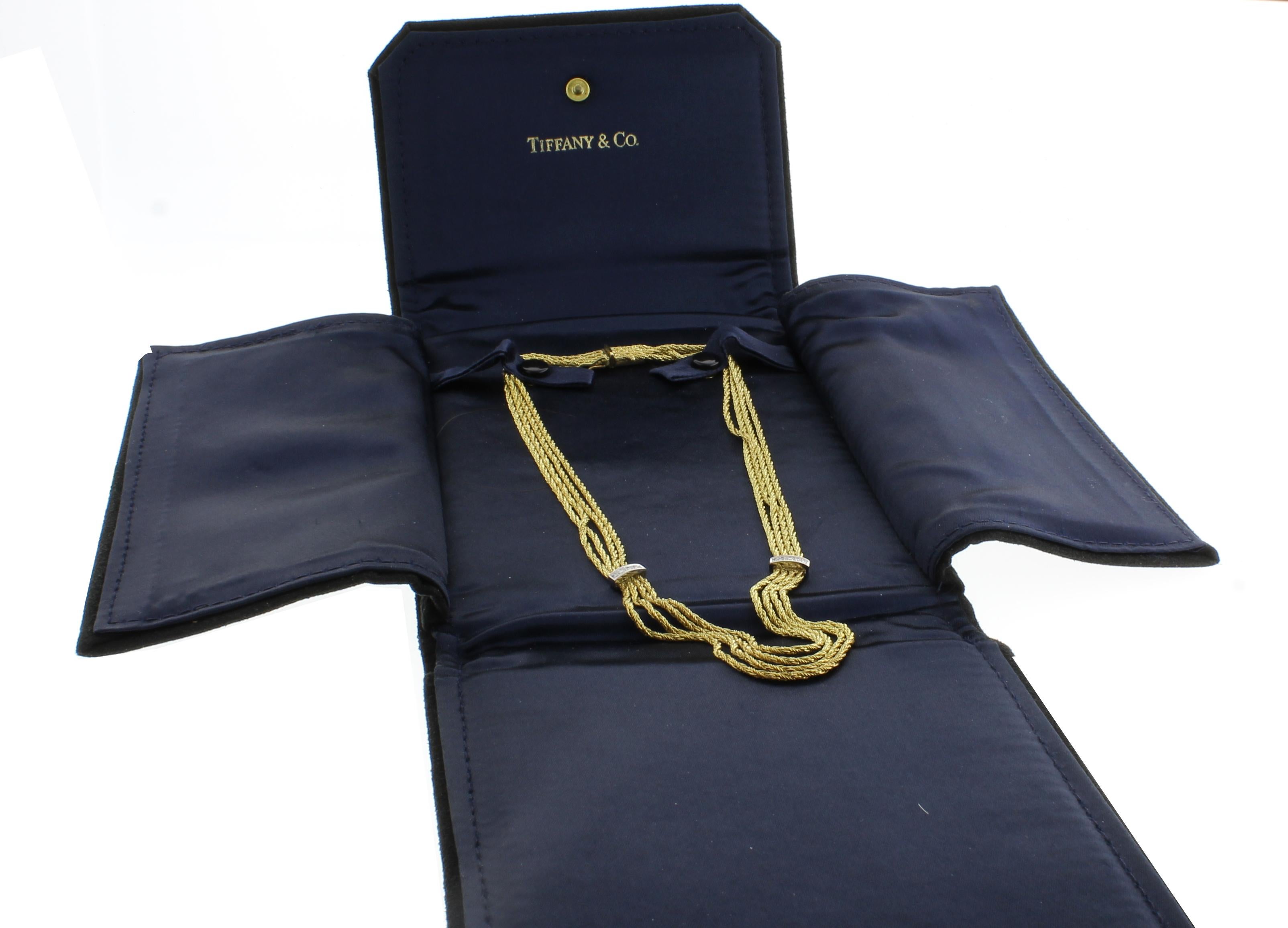 Tiffany & Co. Four-Stand Gold and Diamond Necklace In Good Condition In Bethesda, MD