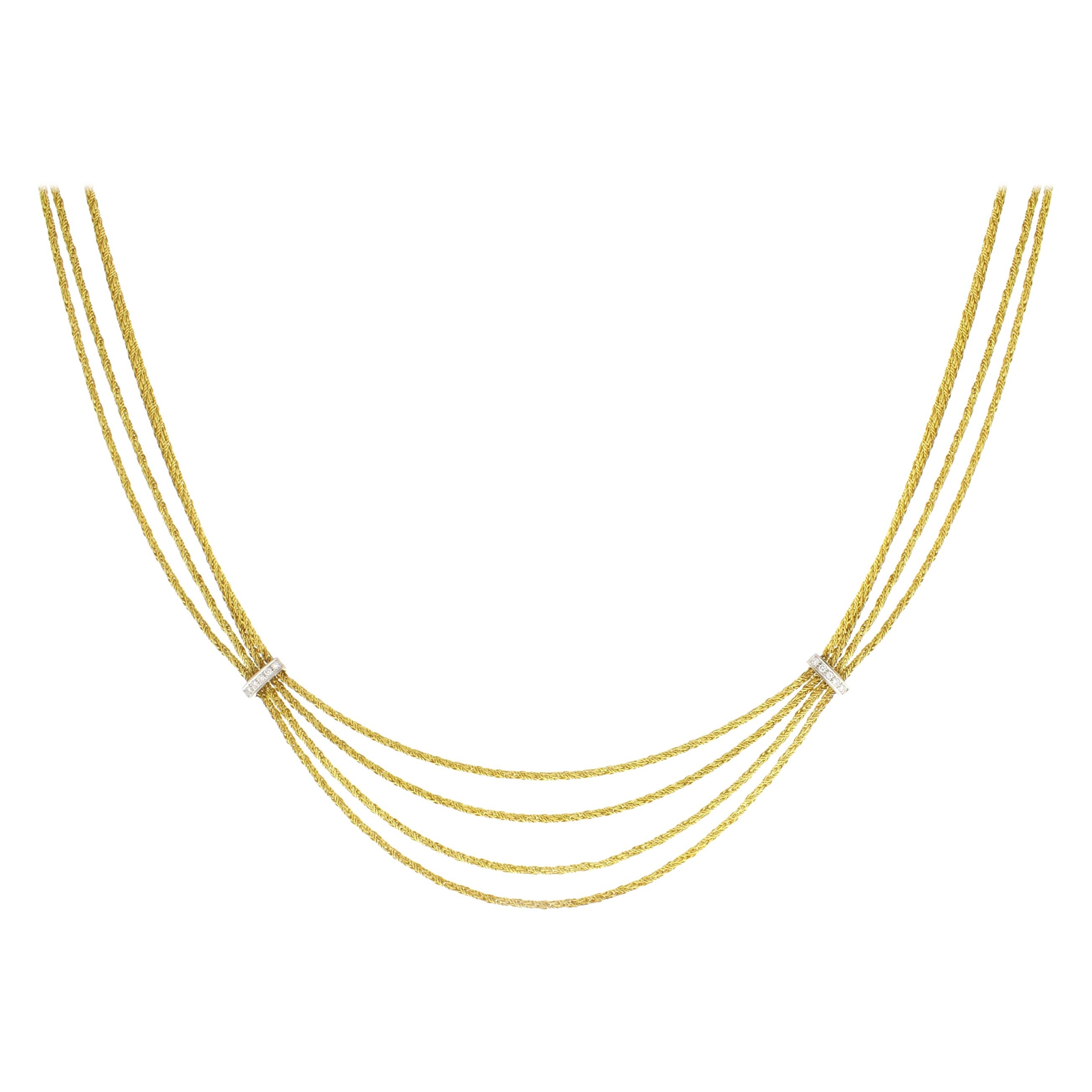Tiffany & Co. Four-Stand Gold and Diamond Necklace