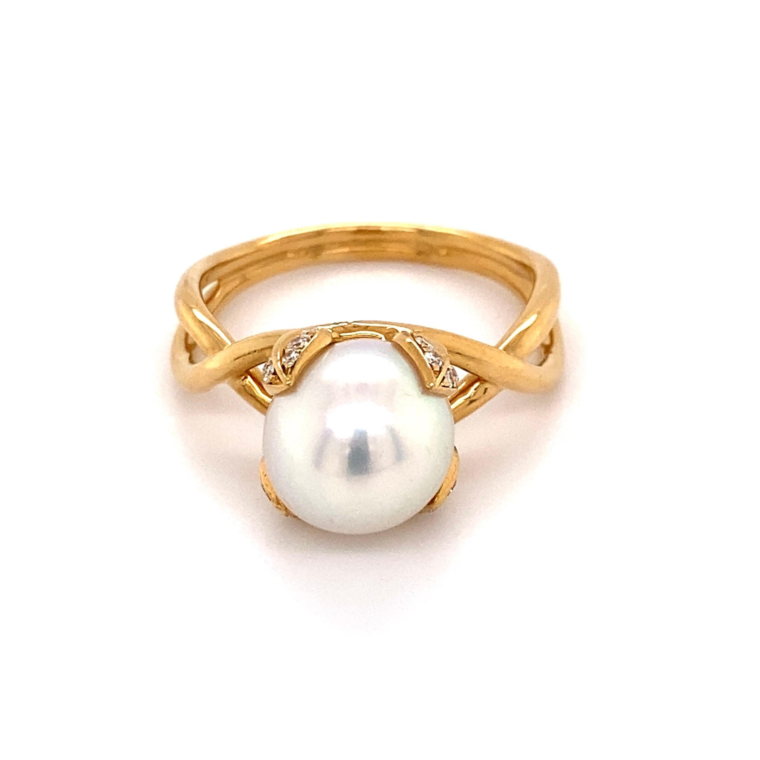 Nachlass-Schmuckstücke von Tiffany & Co, Frankreich, Perle und Diamant, Goldring (Modernistisch) im Angebot