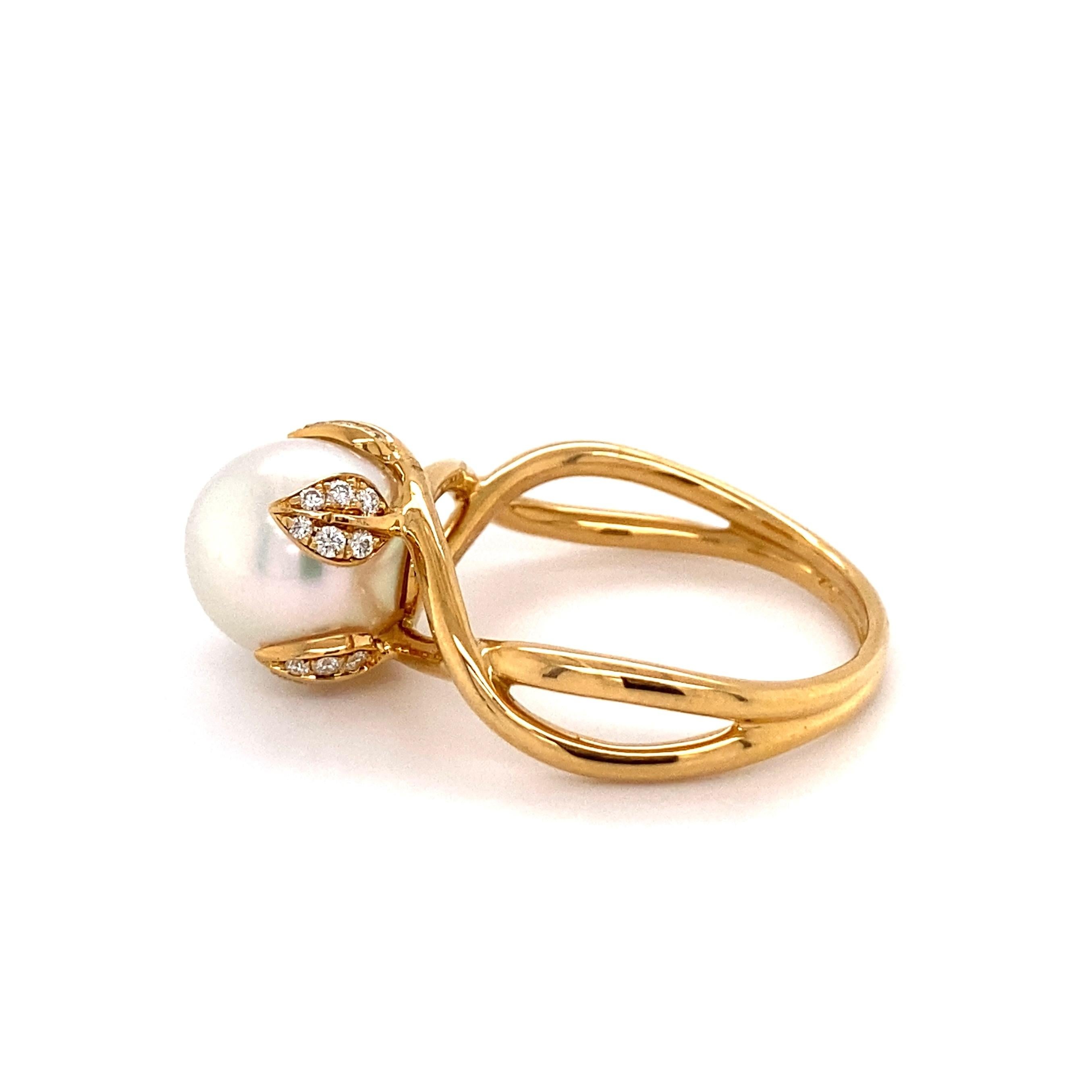 Nachlass-Schmuckstücke von Tiffany & Co, Frankreich, Perle und Diamant, Goldring (Gemischter Schliff) im Angebot