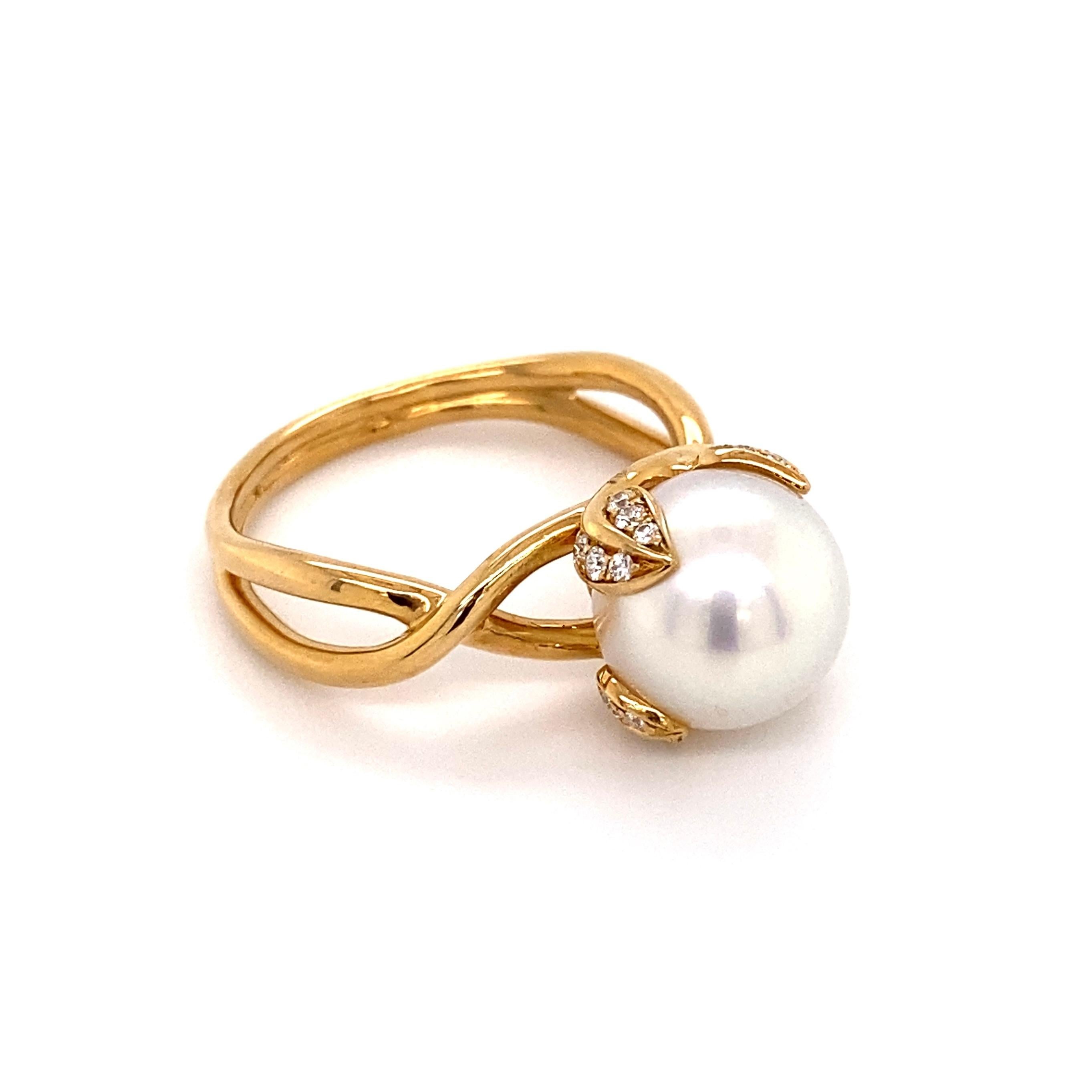 Nachlass-Schmuckstücke von Tiffany & Co, Frankreich, Perle und Diamant, Goldring im Angebot 1