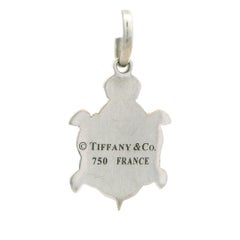 Tiffany & Co. France 18k White Gold Enamel Work w/ Diamond Turtle Charm Pendant