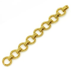 Tiffany & Co. France 18 Karat Yellow Gold Textured Open Link Bracelet
