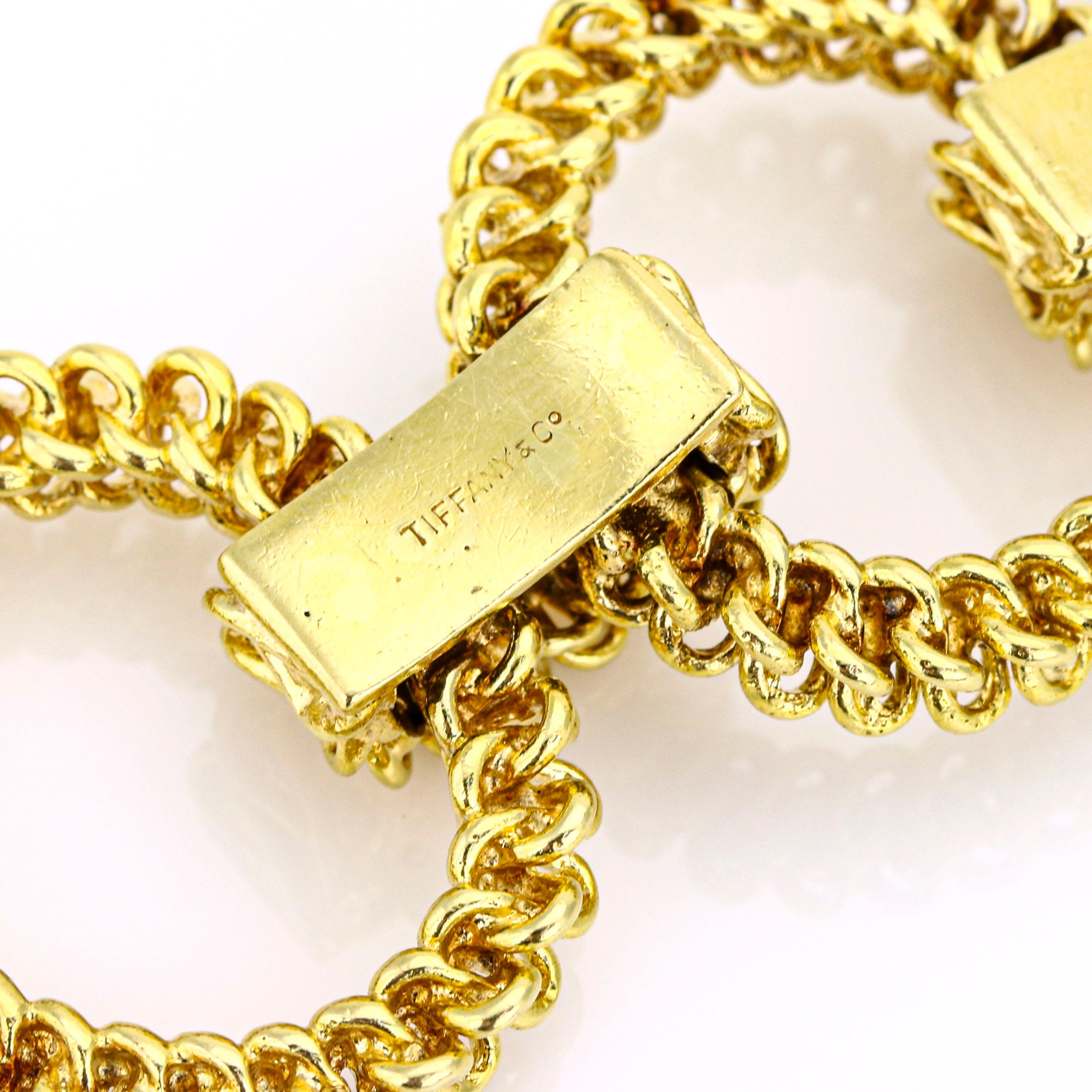 Tiffany & Co. France 18 Karat Yellow Gold Textured Open Link Bracelet For Sale 2