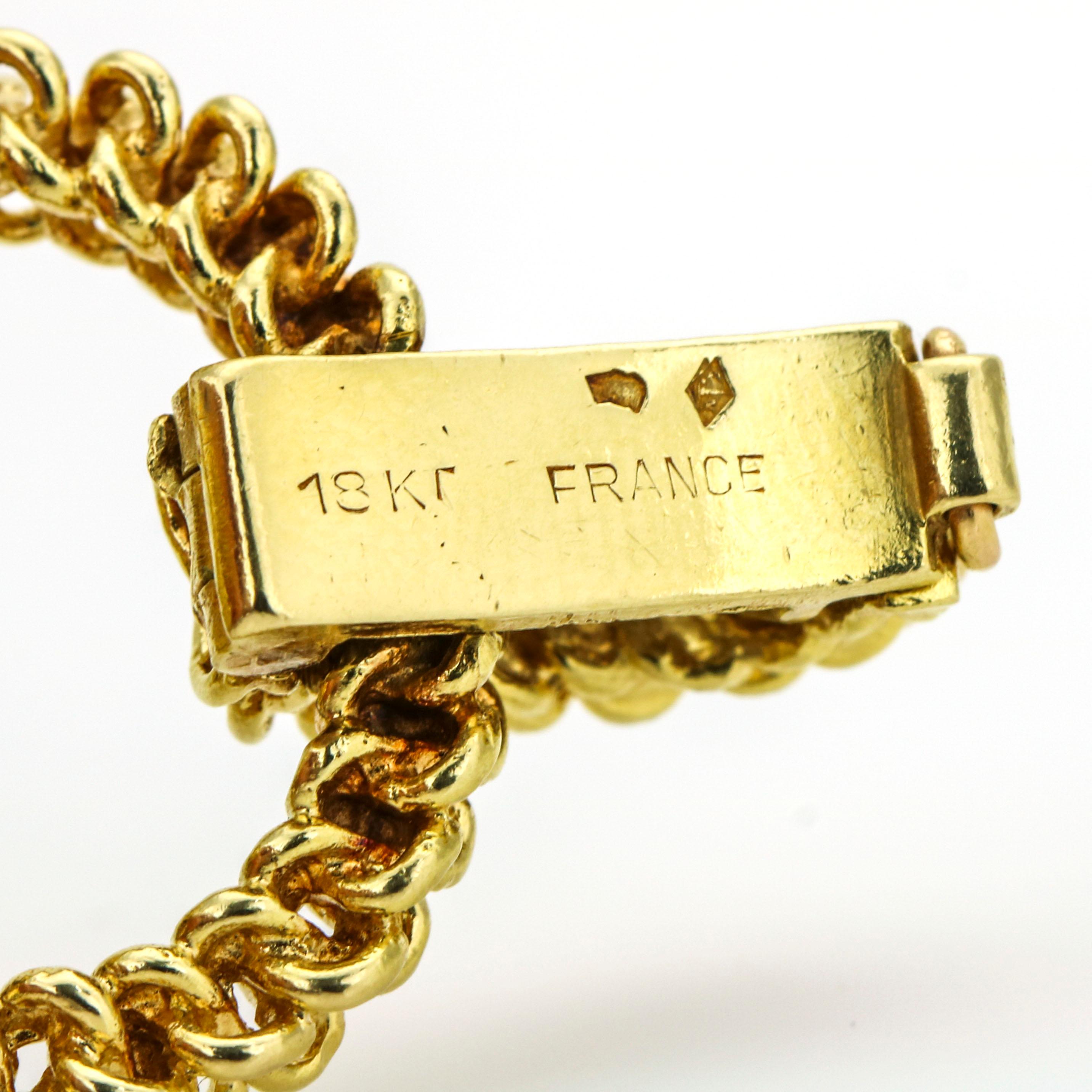 Tiffany & Co. France 18 Karat Yellow Gold Textured Open Link Bracelet For Sale 3