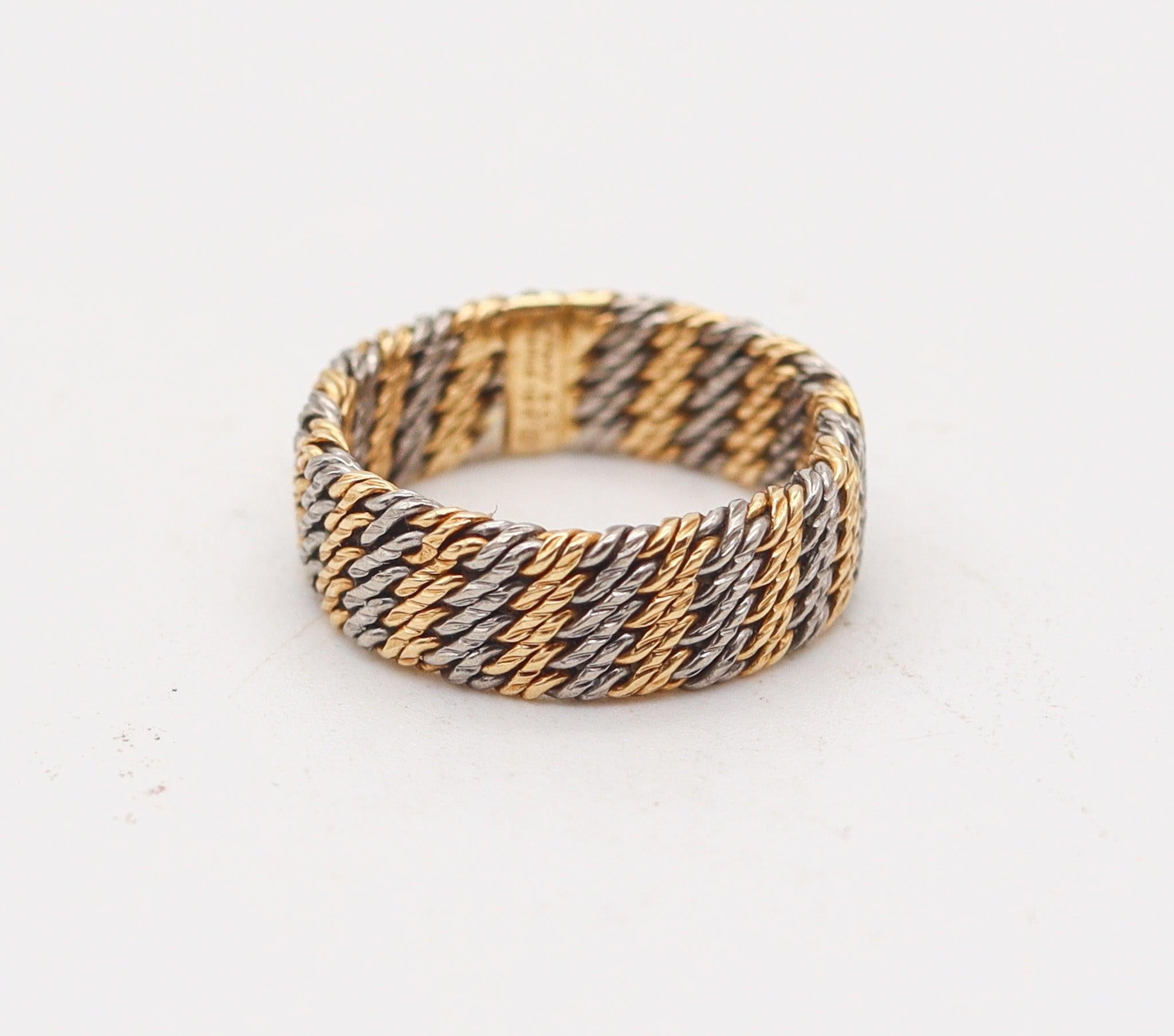 Modernist TIFFANY & CO. France 1960 By Georges L'Enfant Woven Wires Band In 18Kt Gold For Sale