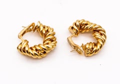 Tiffany & Co. France 1973 Donald Claflin Twisted Ropes Hoops Earrings 18k Gold