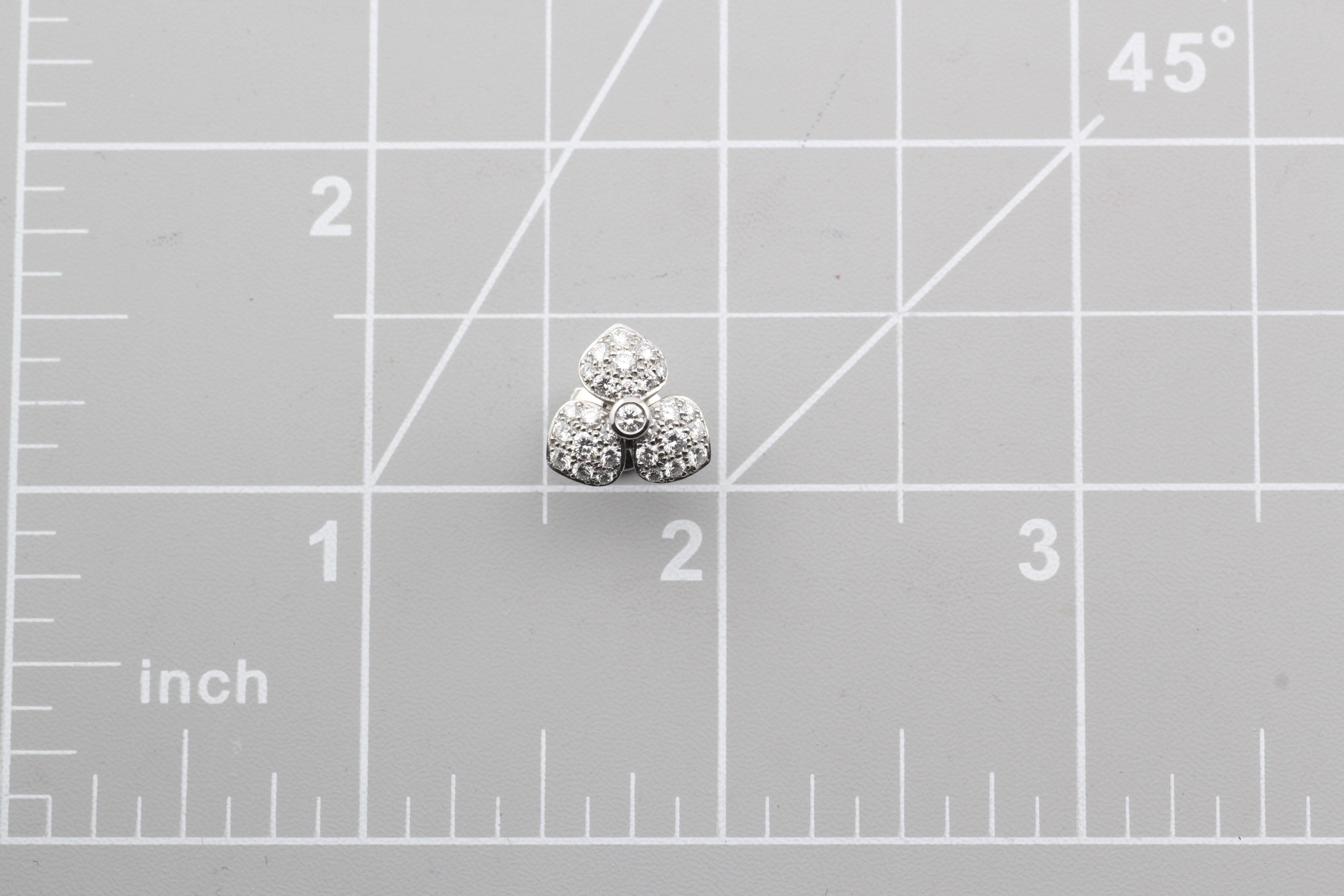 Tiffany & Co. France Diamond Platinum Pt950 Clover Stud Earrings For Sale 5