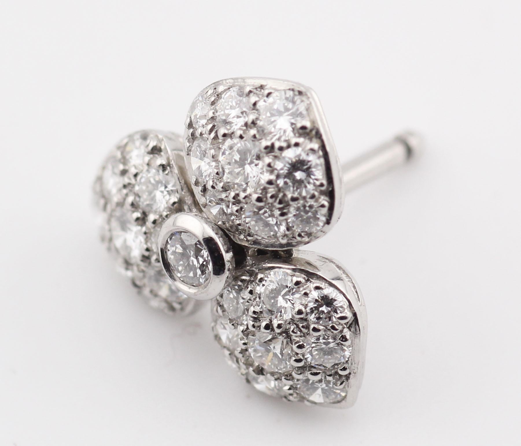 Tiffany & Co. France Diamond Platinum Pt950 Clover Stud Earrings For Sale 1
