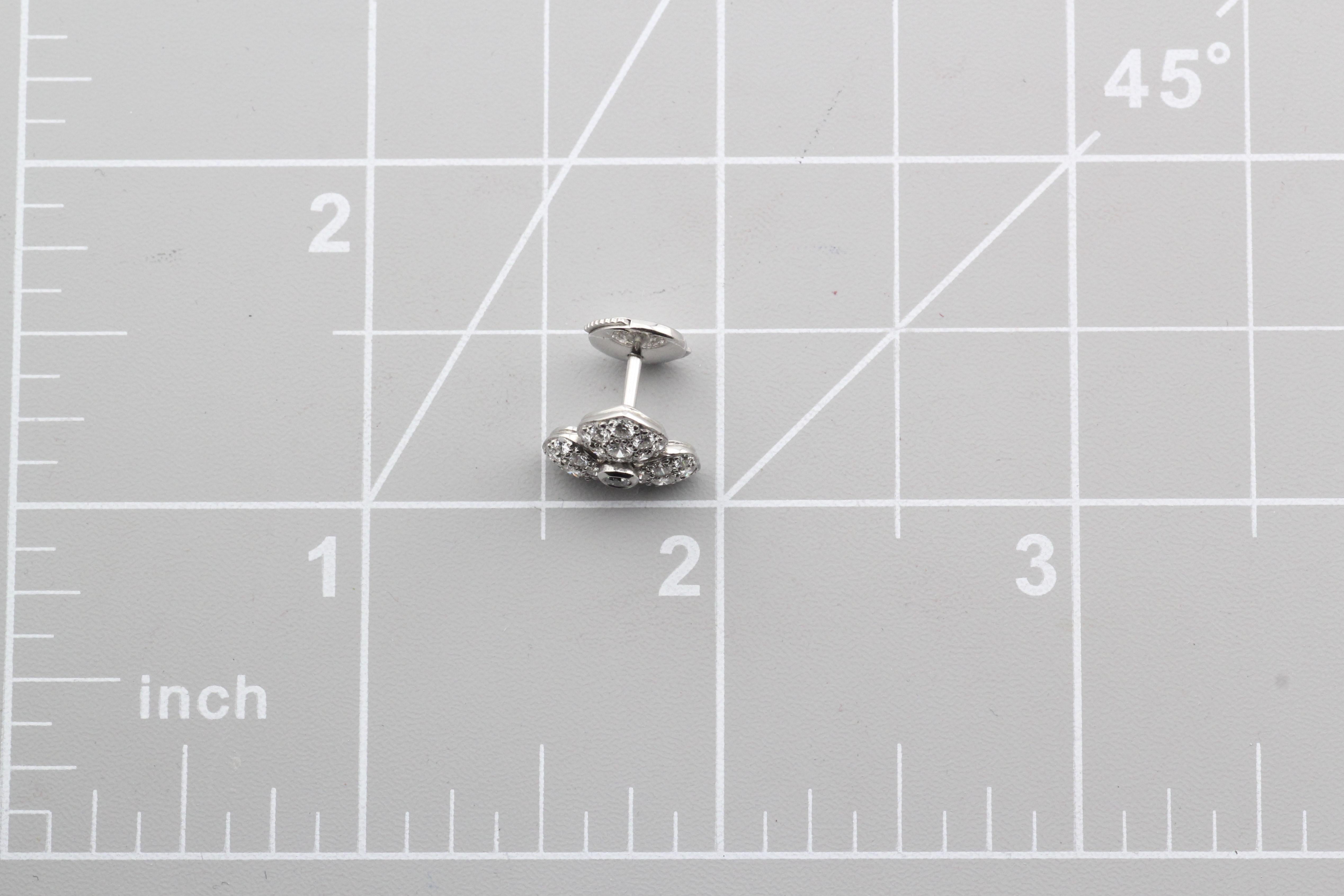 Tiffany & Co. France Diamond Platinum Pt950 Clover Stud Earrings For Sale 4