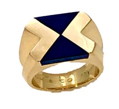 Tiffany & Co. France Gold and Onyx Architectural Design Ring for Him or Her