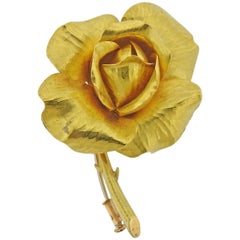 Tiffany & Co. France Rose Flower Gold Brooch