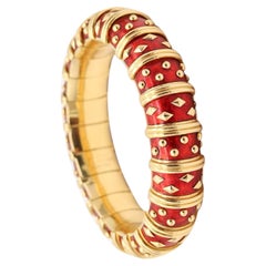 TIFFANY & CO. Francia Schlumberger Studios Pulsera Paillonné Roja De Oro De 18 Quilates