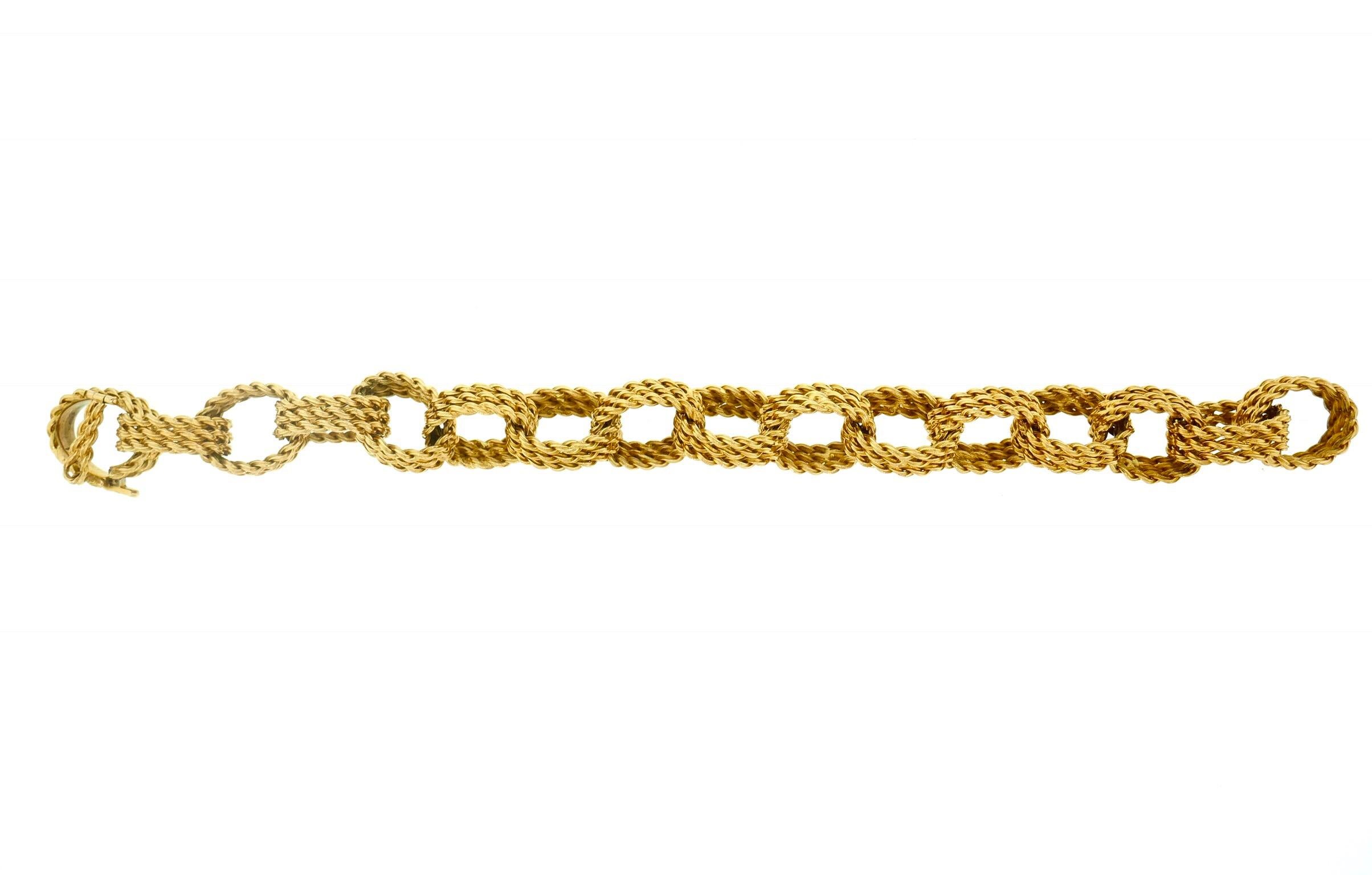 Women's Tiffany & Co. France Yellow Gold Textured Link Bracelet