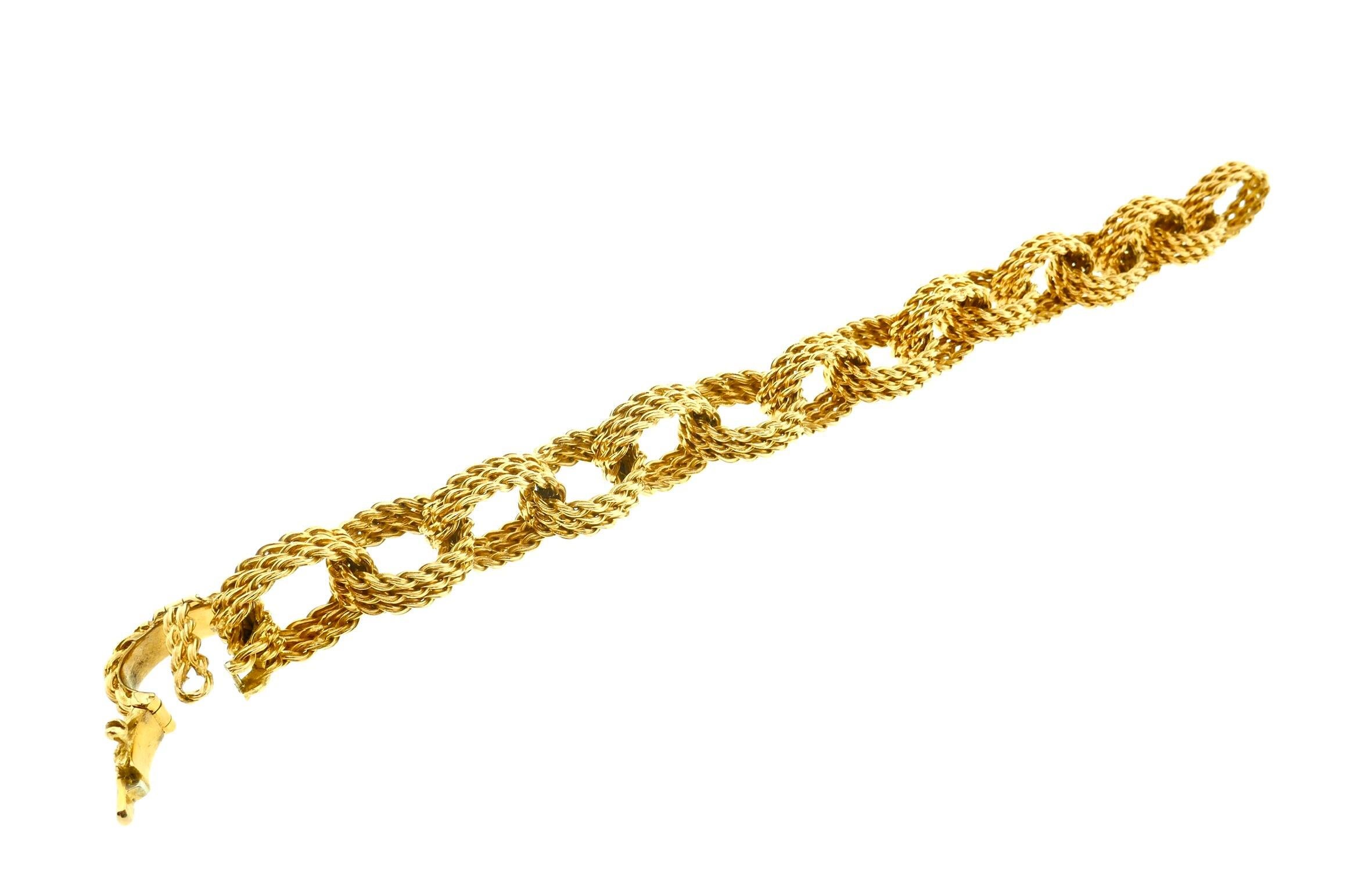 Tiffany & Co. France Yellow Gold Textured Link Bracelet 1