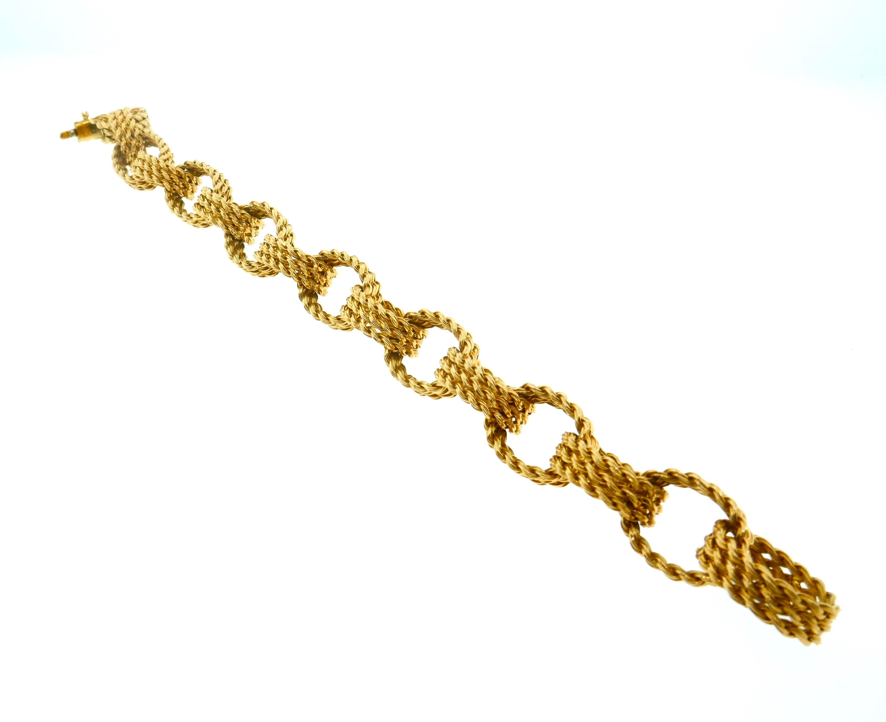 Tiffany & Co. France Yellow Gold Textured Link Bracelet 2