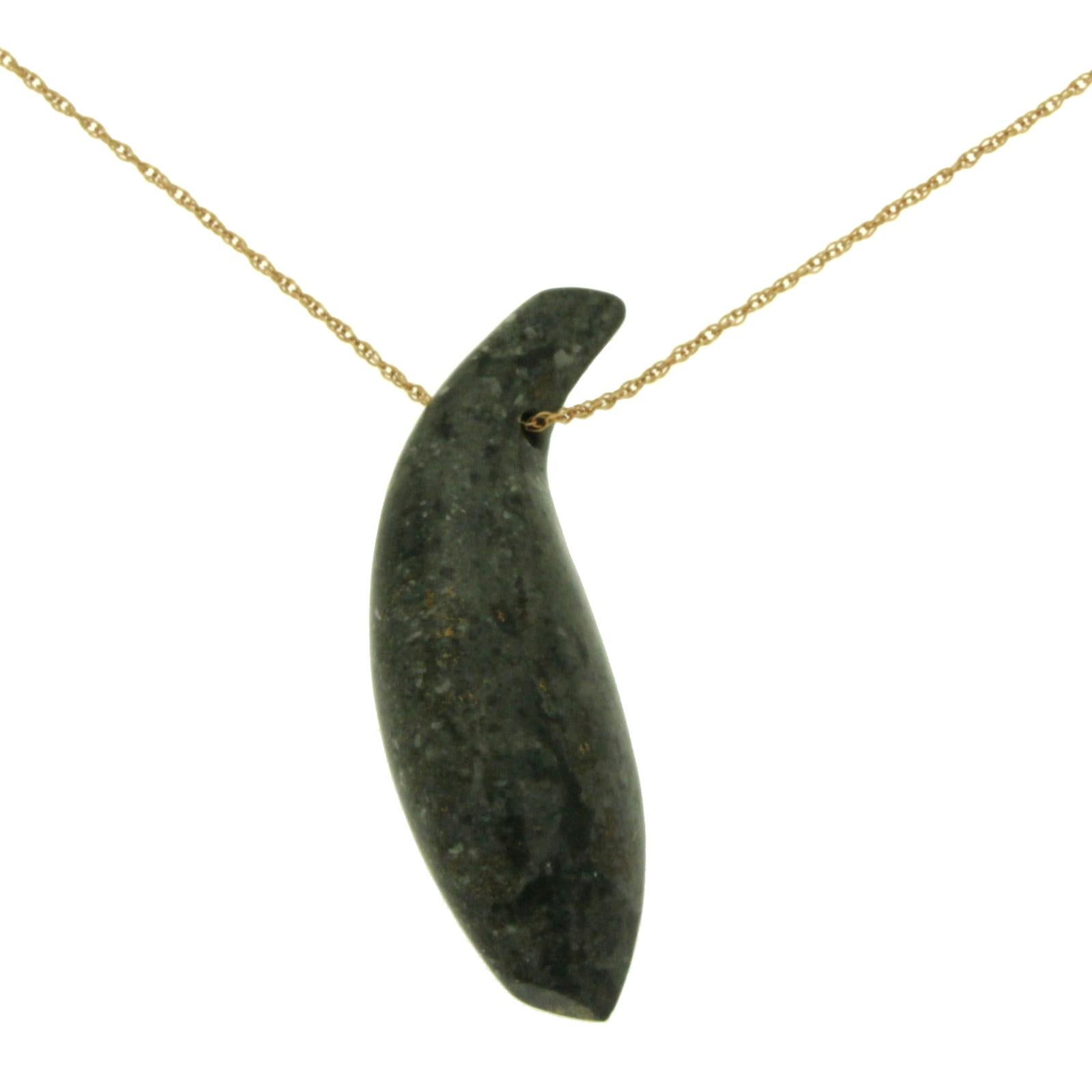 Tiffany & Co. Frank Gehry 18 Karat Gold Jade Fish Necklace In Excellent Condition For Sale In Los Angeles, CA