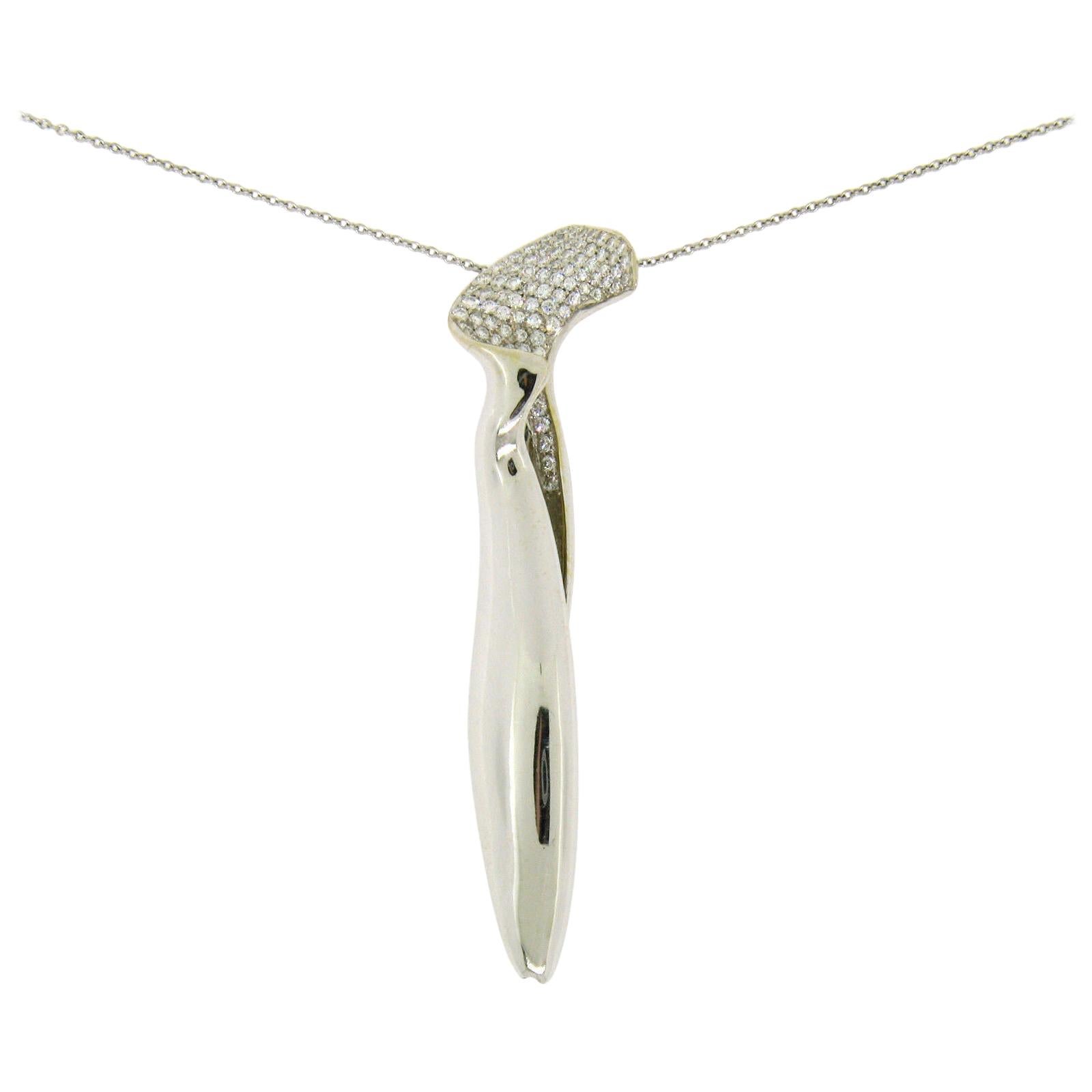 Tiffany & Co. Frank Gehry 18 Karat White Gold Orchid Diamond Pendant Necklace For Sale