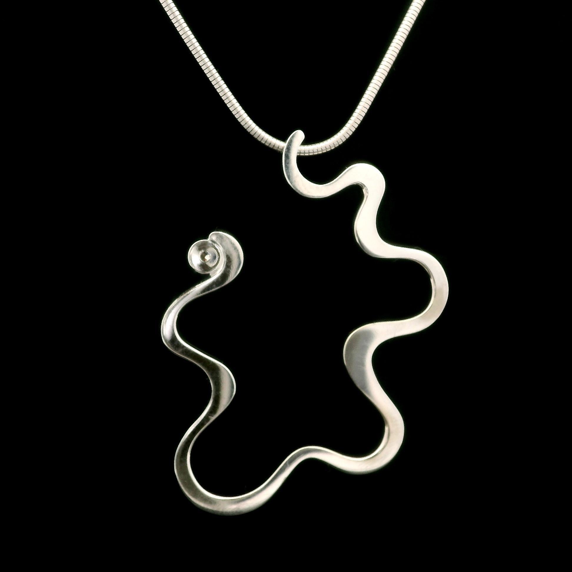 Women's Tiffany & Co. Frank Gehry 18k White Gold Diamond Equus Squiggle Pendant Necklace For Sale