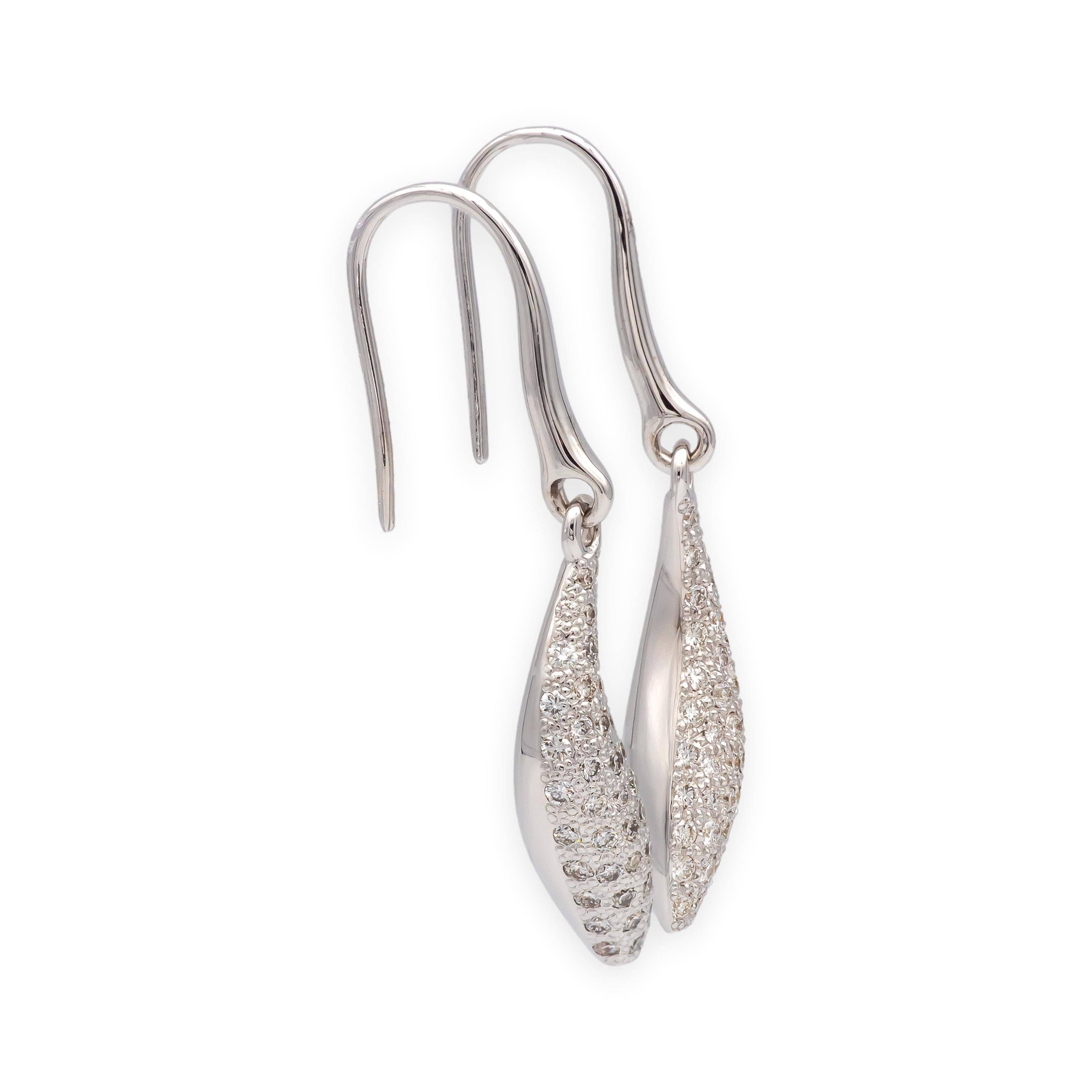 Tiffany & Co. Frank Gehry 18K White Gold Fish Diamond Pave Earrings For Sale 5