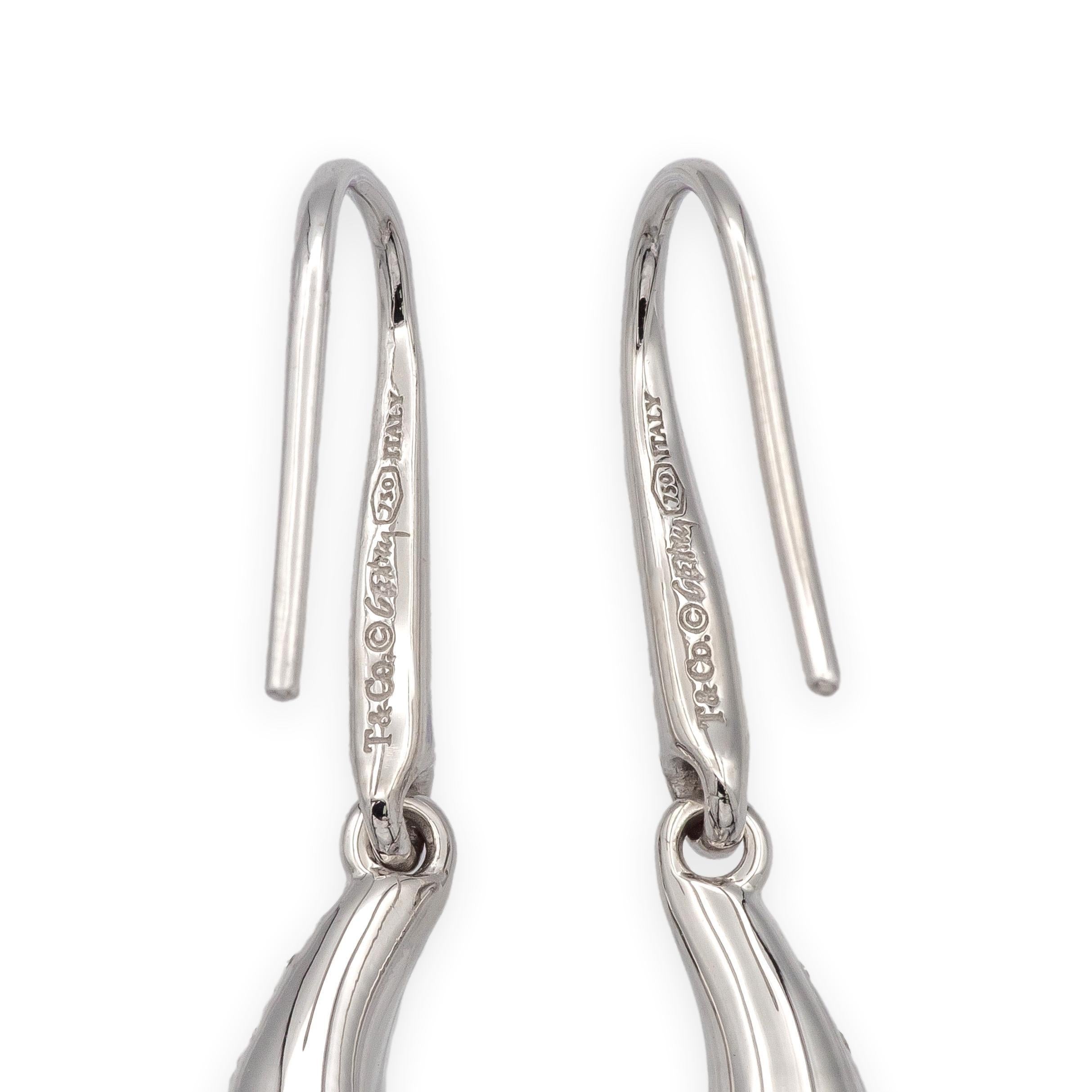 Contemporary Tiffany & Co. Frank Gehry 18K White Gold Fish Diamond Pave Earrings For Sale