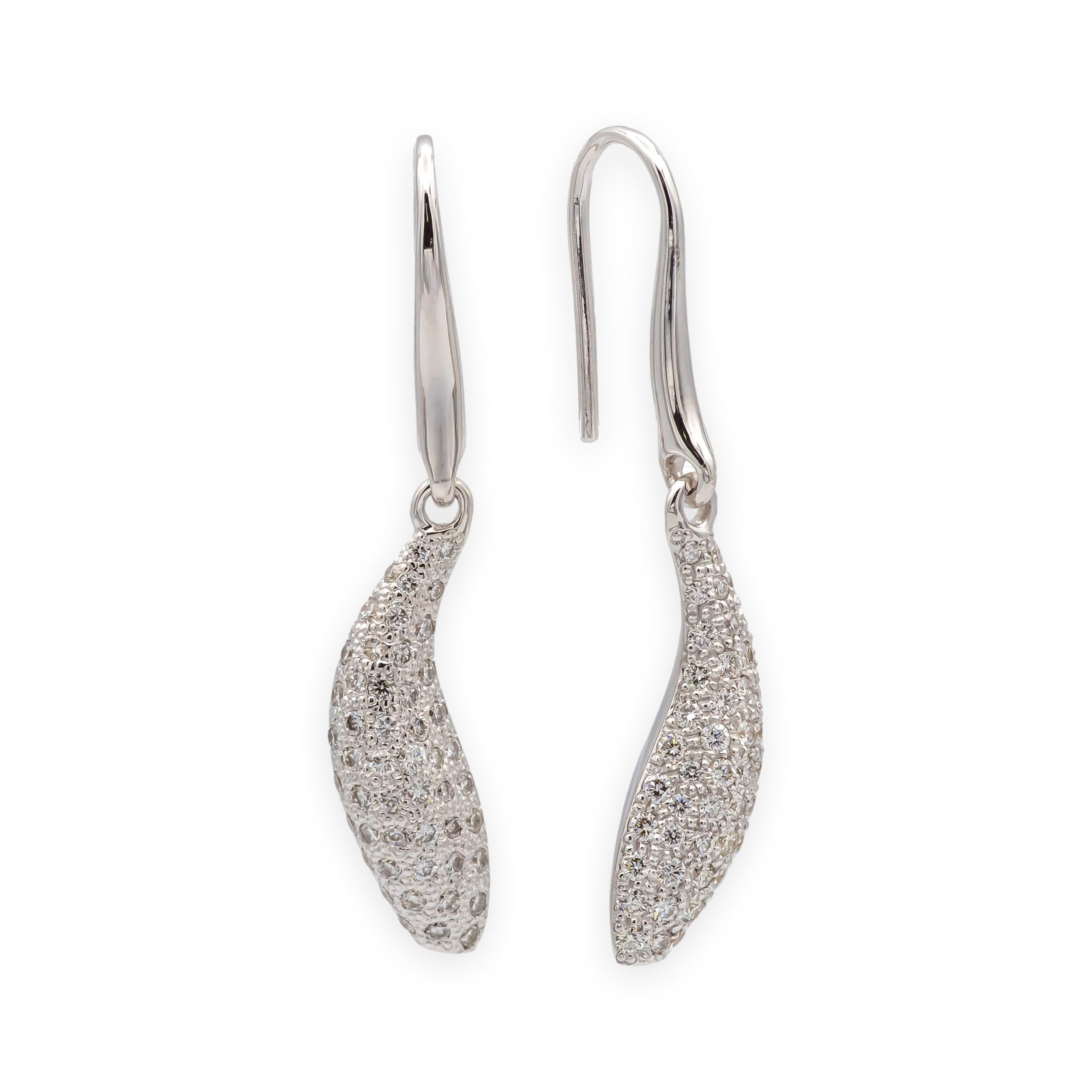 Tiffany & Co. Frank Gehry 18K White Gold Fish Diamond Pave Earrings For Sale 2