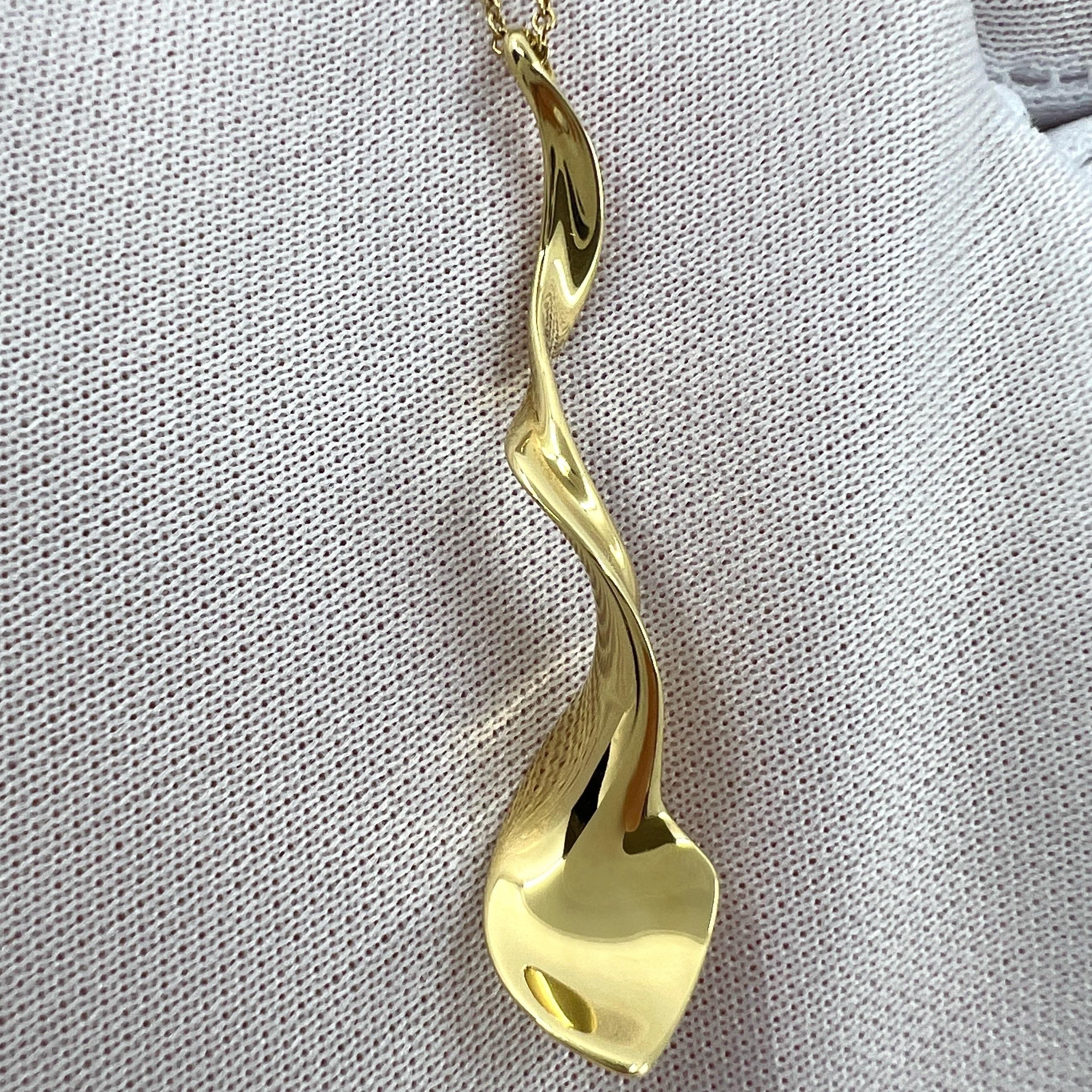 Tiffany & Co Frank Gehry 18k Yellow Gold Orchid Twist Spiral Pendant Necklace For Sale 8
