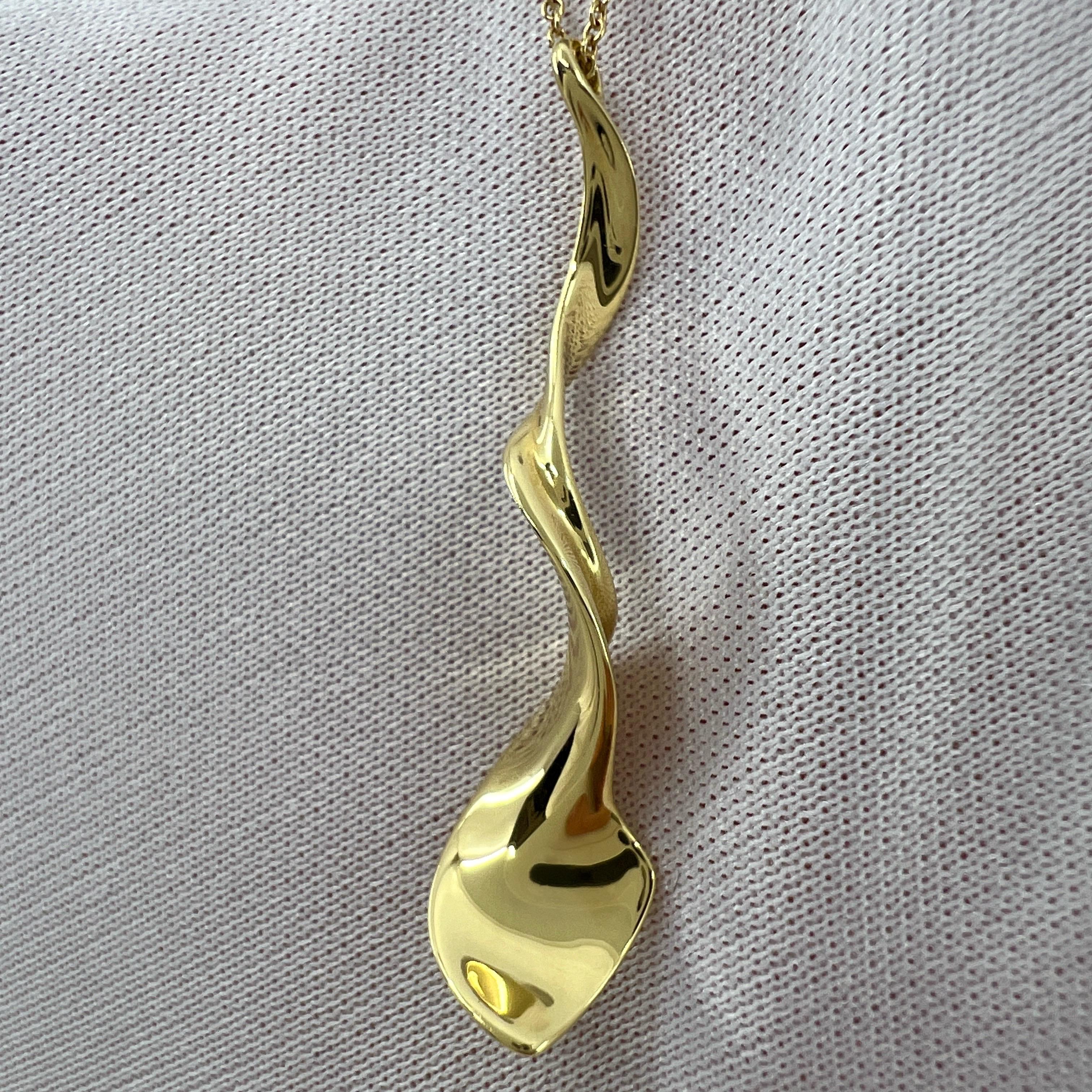 Tiffany & Co Frank Gehry 18k Yellow Gold Orchid Twist Spiral Pendant Necklace For Sale 3