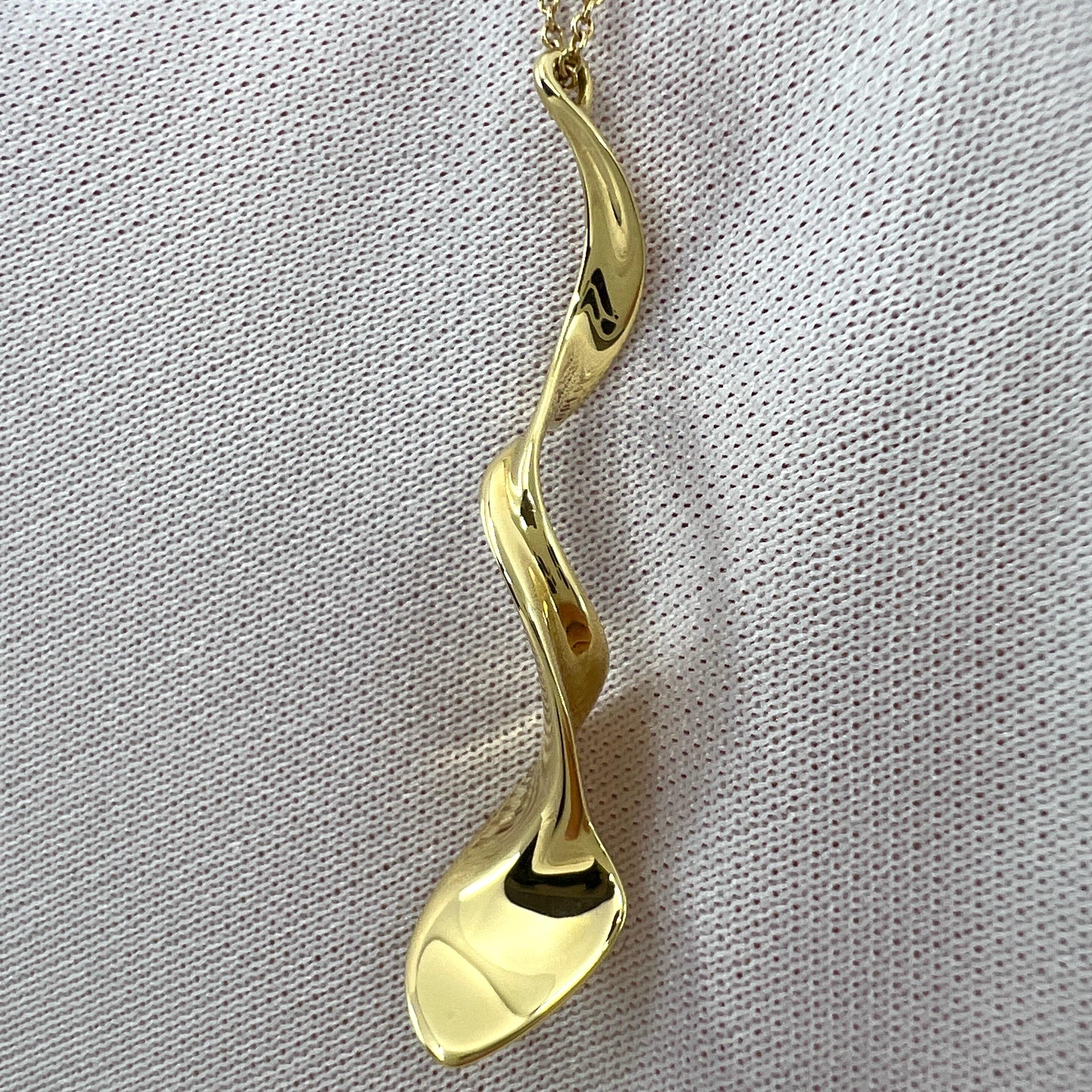 Tiffany & Co Frank Gehry 18k Yellow Gold Orchid Twist Spiral Pendant Necklace For Sale 5