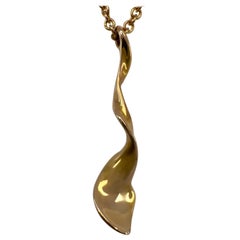 Tiffany & Co Frank Gehry 18k Yellow Gold Orchid Twist Spiral Pendant Necklace