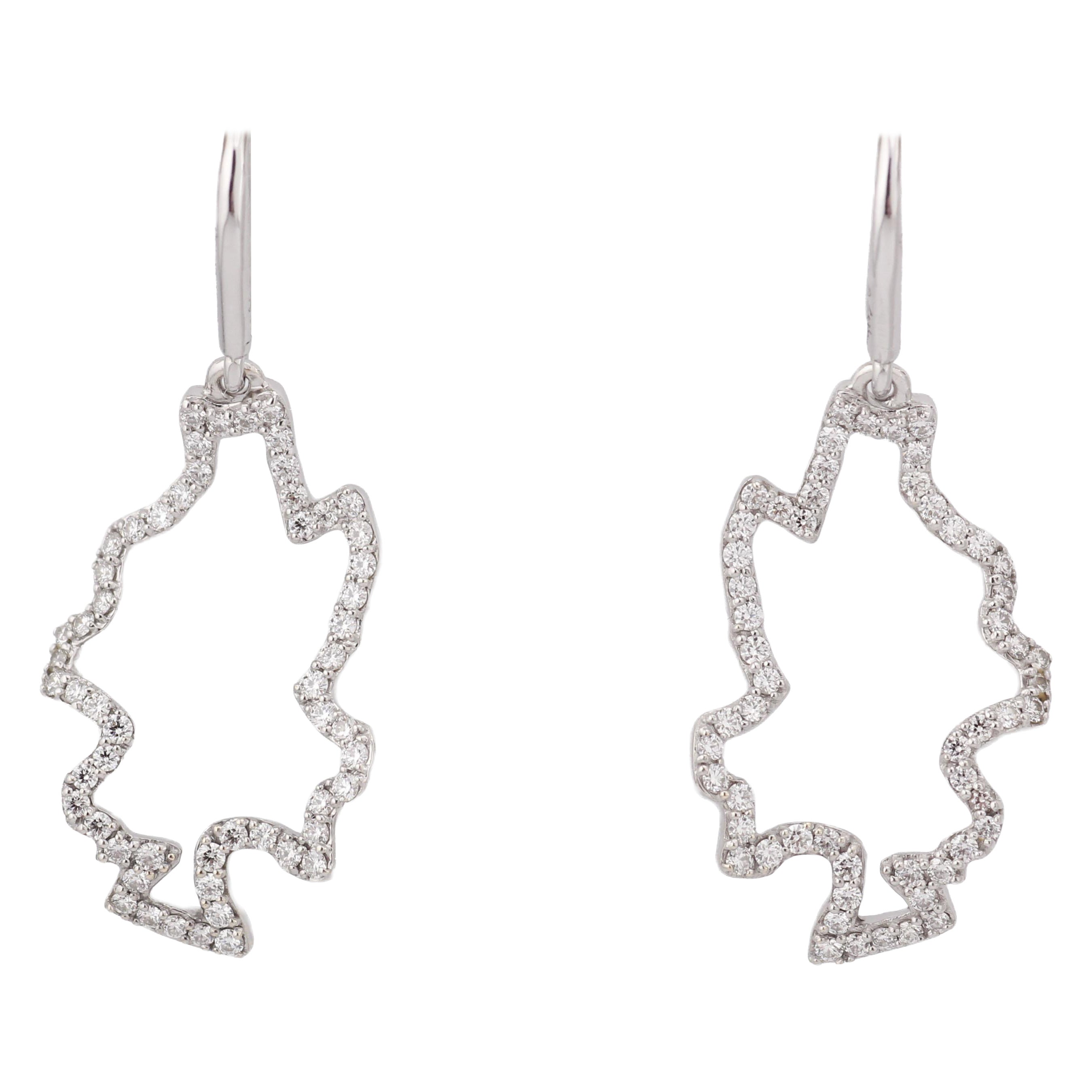 Tiffany 
Co. Boucles d
oreilles feuilles en or blanc 18K avec diamants de Frank Gehry en vente