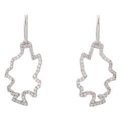 Tiffany
Co. Frank Gehry Diamond 18K White Gold Leaf Drop Earrings