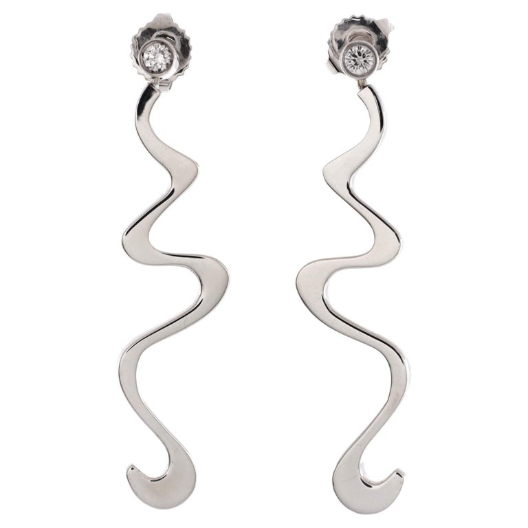 Tiffany and Co. Frank Gehry Equus Dangling Earrings 18k White Gold with Diamonds For Sale at 1stDibs