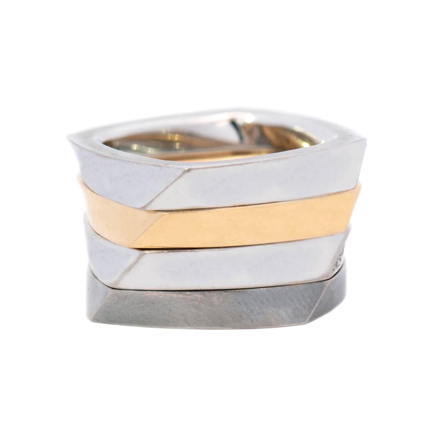 Moderne TIFFANY & CO. I Franks Gehry Estate Torque Square Ring Set en vente