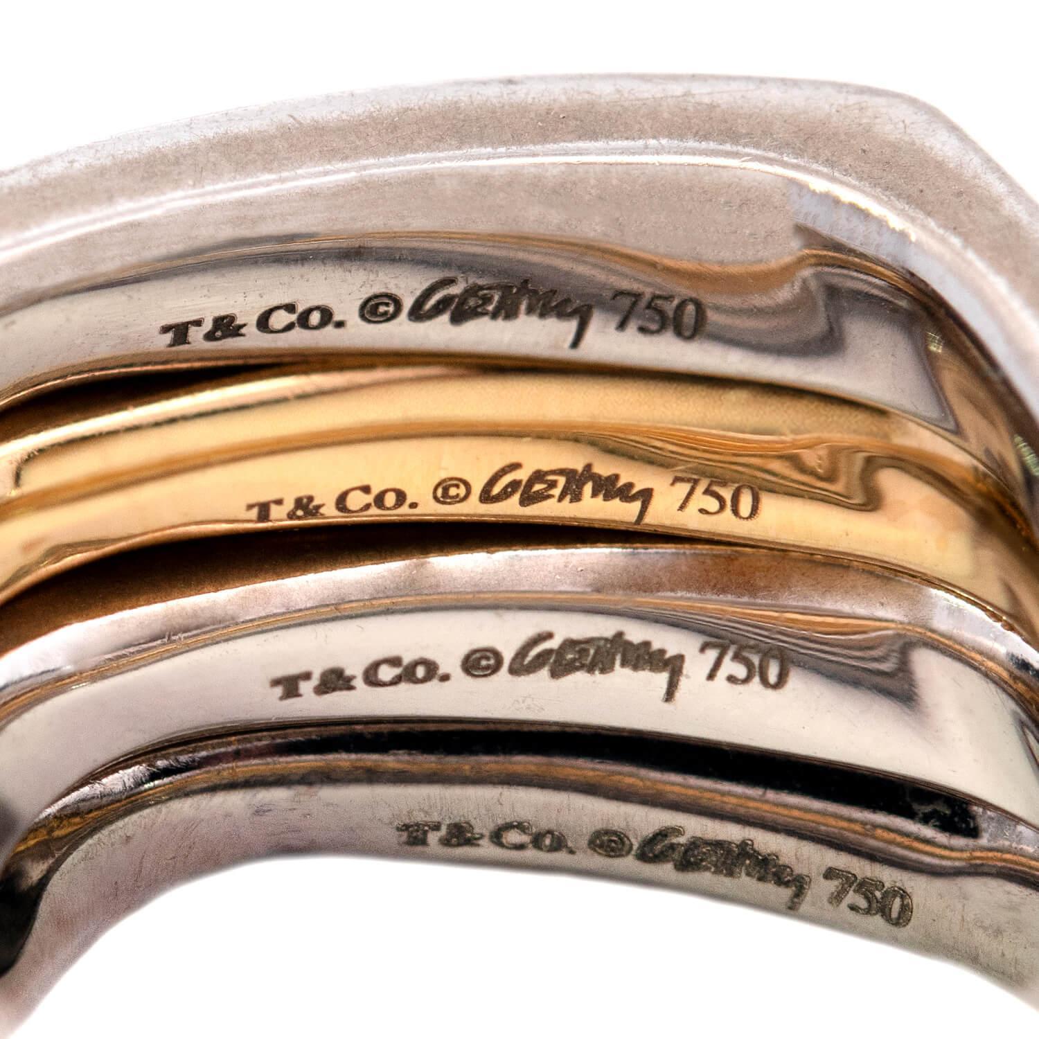 Femenino o masculino TIFFANY & Co. FRANK GEHRY Conjunto de anillos cuadrados Estate Torque en venta