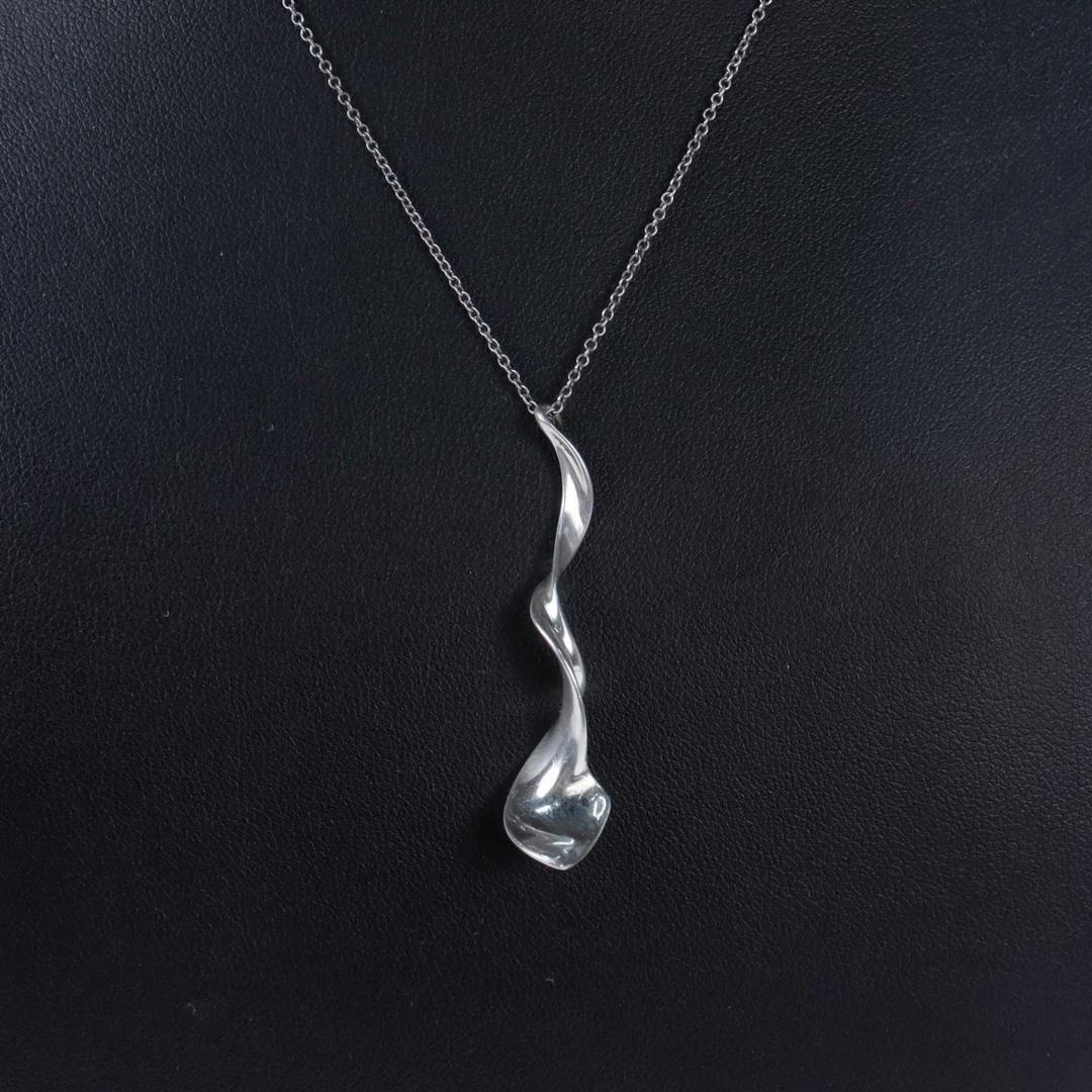 Tiffany & Co. Frank Gehry Sterling Silver Orchid Twist Pendant Necklace 2