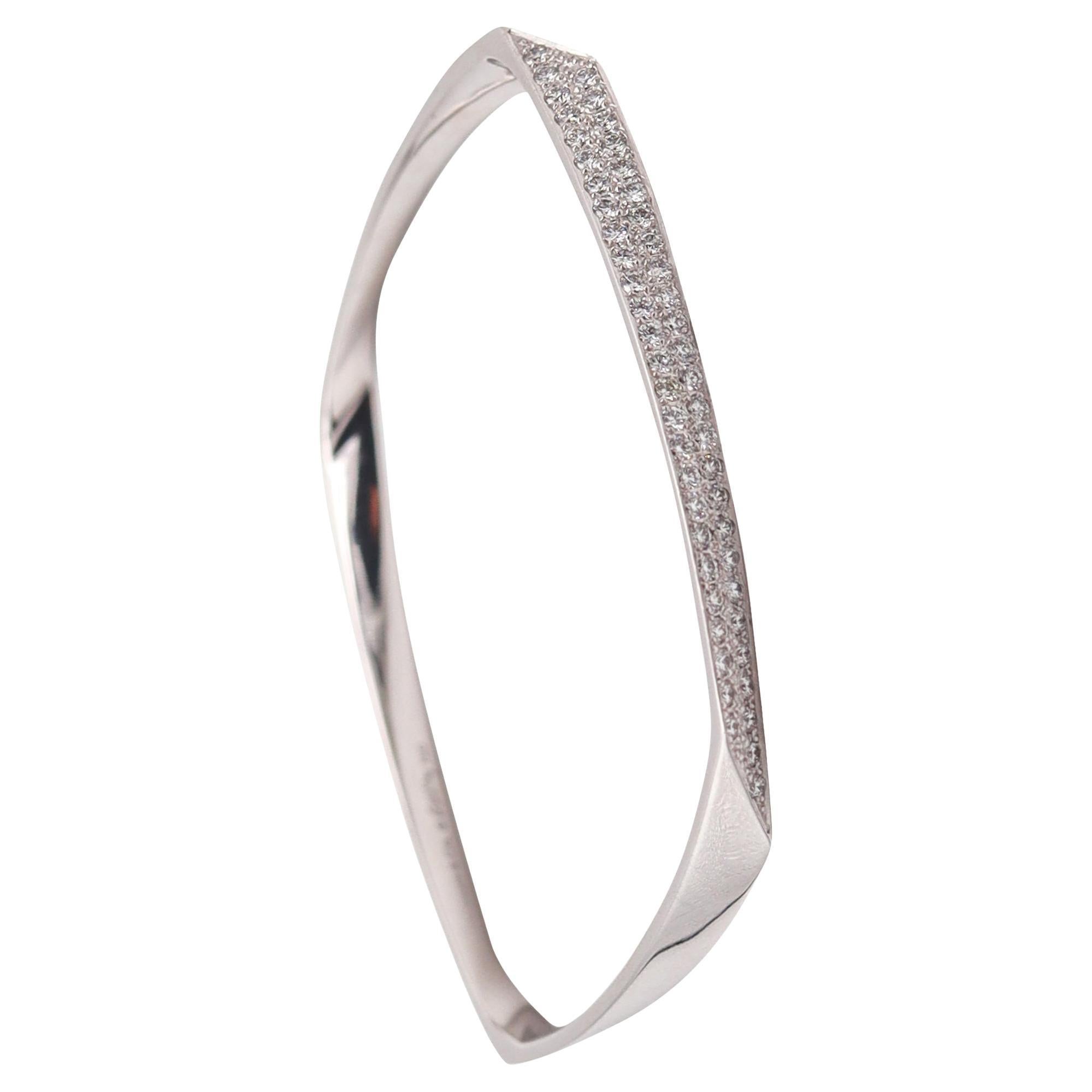 TIFFANY & CO. Frank Gehry Torque Bangle In 18Kt White Gold With 1.56 Ctw Diamond